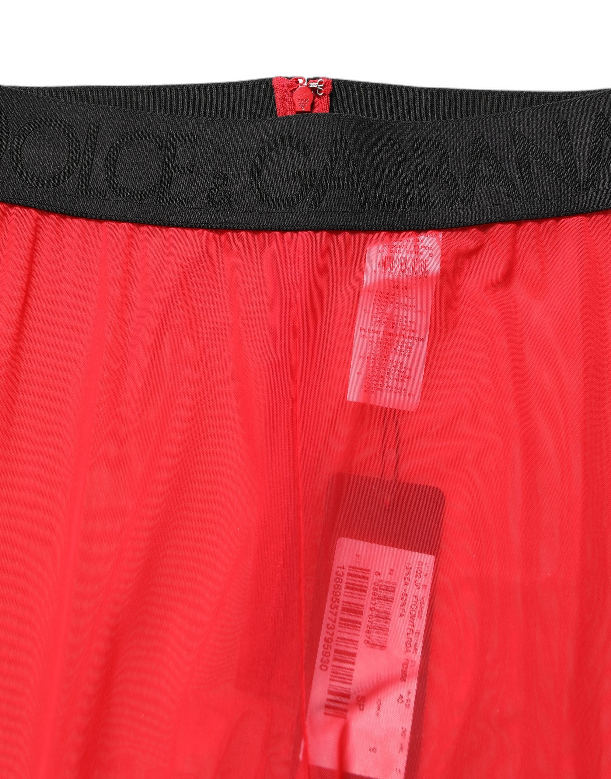 Dolce & Gabbana Red Nylon Stretch Slim Legging Trouser Pants Dolce & Gabbana