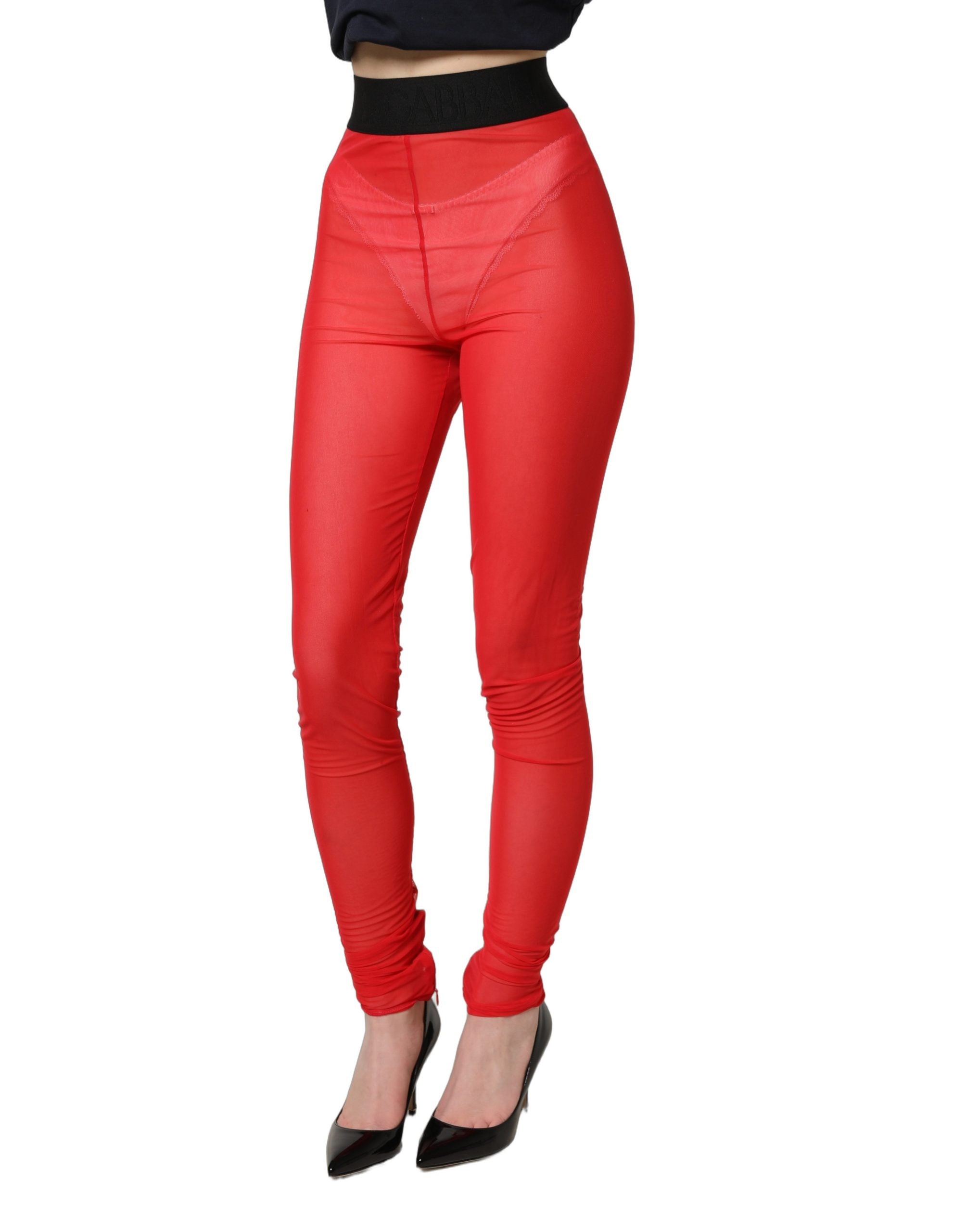Dolce & Gabbana Red Nylon Stretch Slim Legging Trouser Pants Dolce & Gabbana