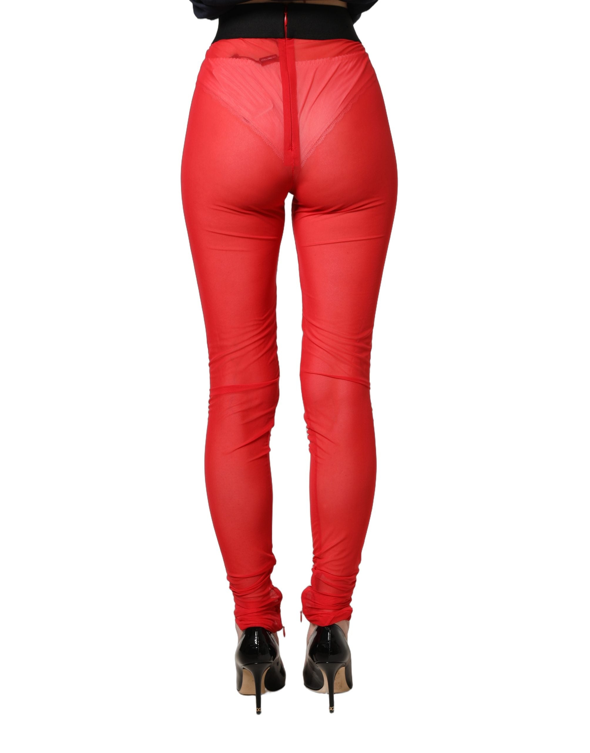 Dolce & Gabbana Red Nylon Stretch Slim Legging Trouser Pants Dolce & Gabbana