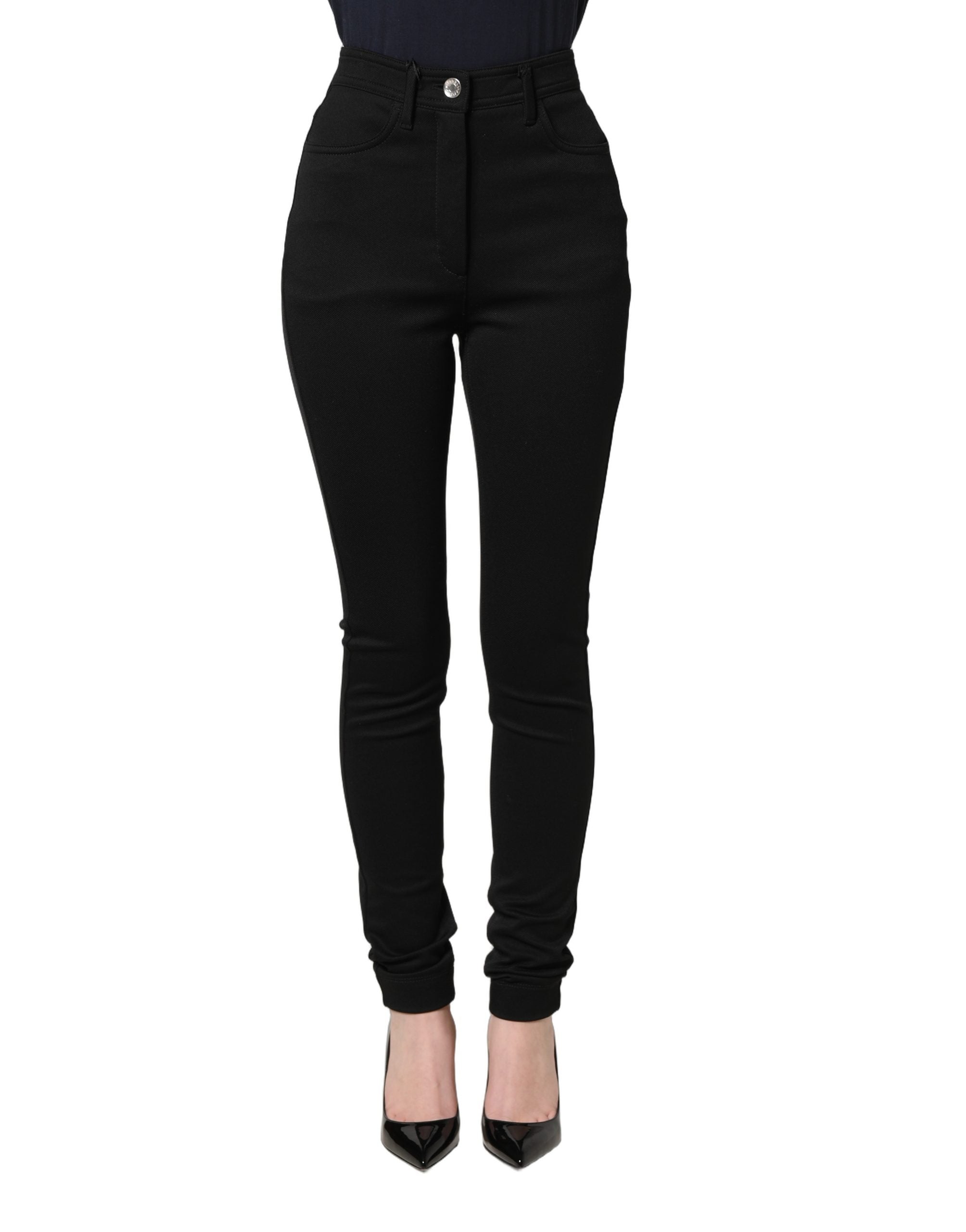 Dolce & Gabbana Black Nylon Stretch Skinny High Waist Pants Dolce & Gabbana