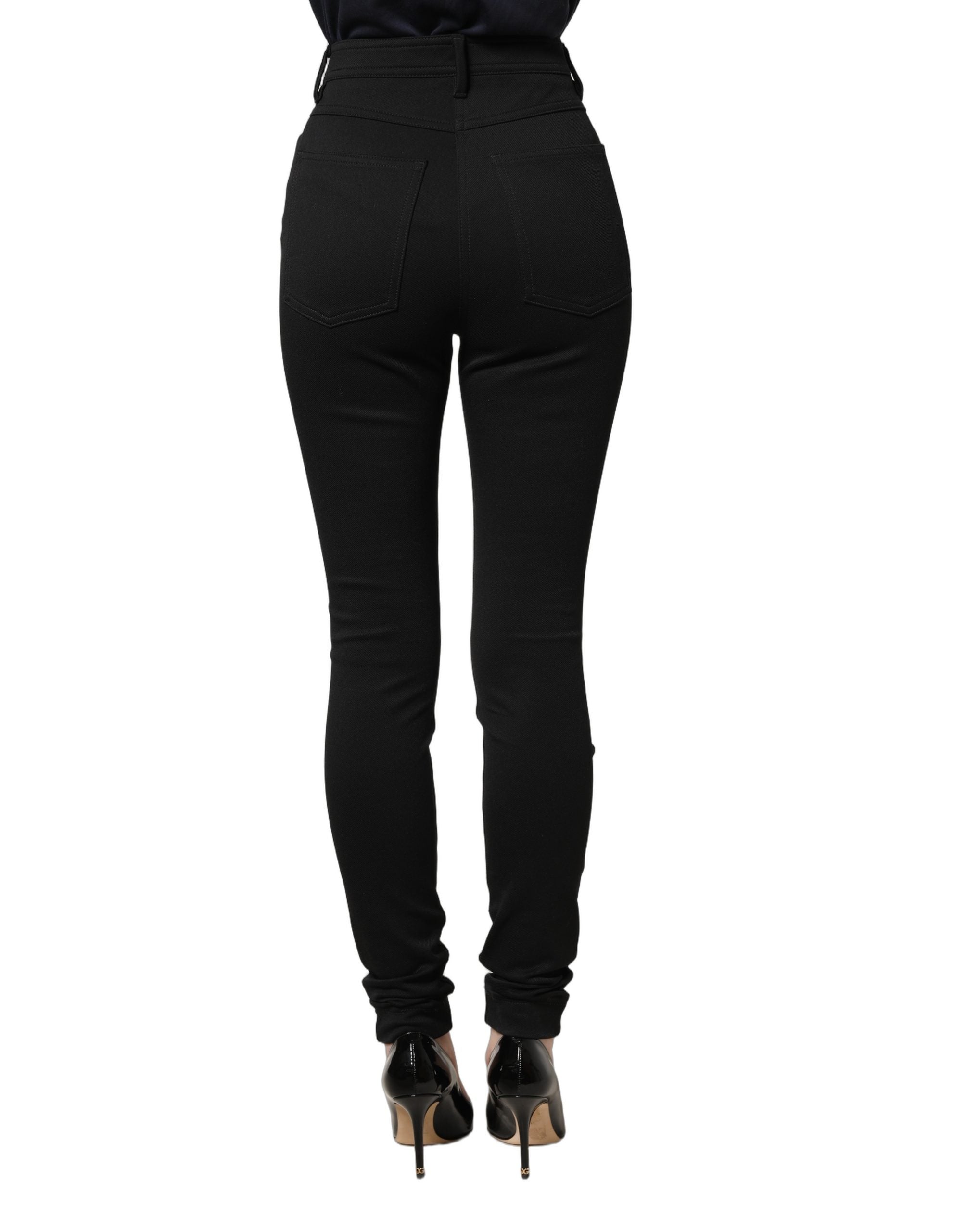 Dolce & Gabbana Black Nylon Stretch Skinny High Waist Pants Dolce & Gabbana