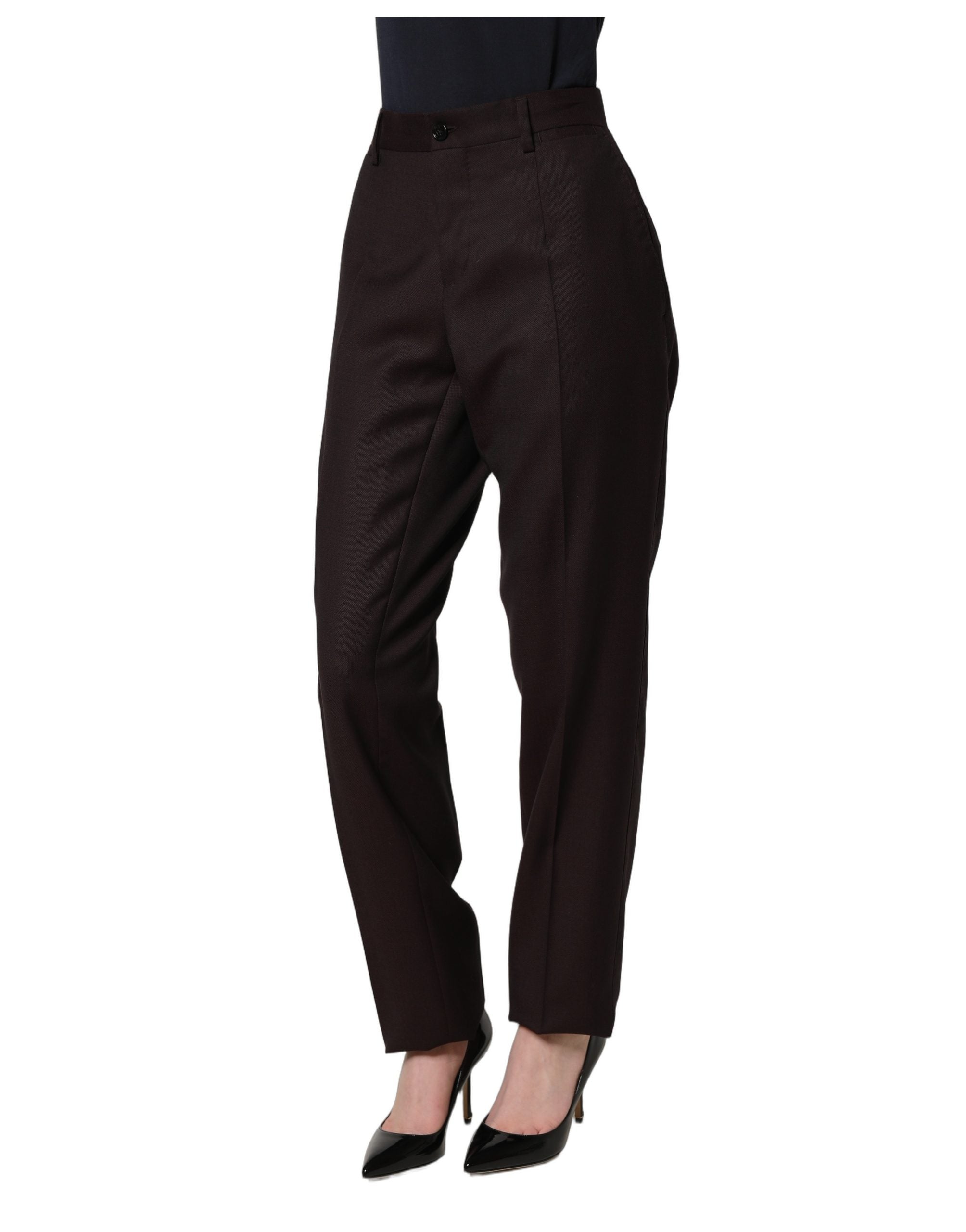 Dolce & Gabbana Brown Straight Leg Dress Silk Trousers Pants Dolce & Gabbana
