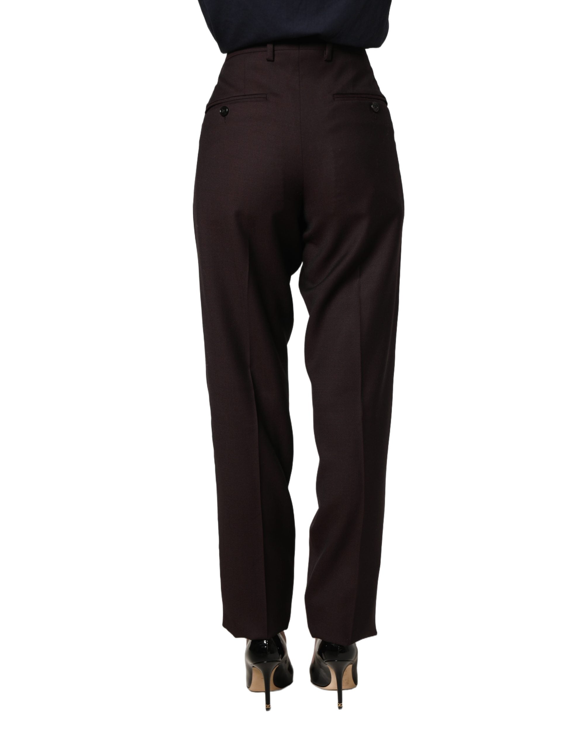 Dolce & Gabbana Brown Straight Leg Dress Silk Trousers Pants Dolce & Gabbana