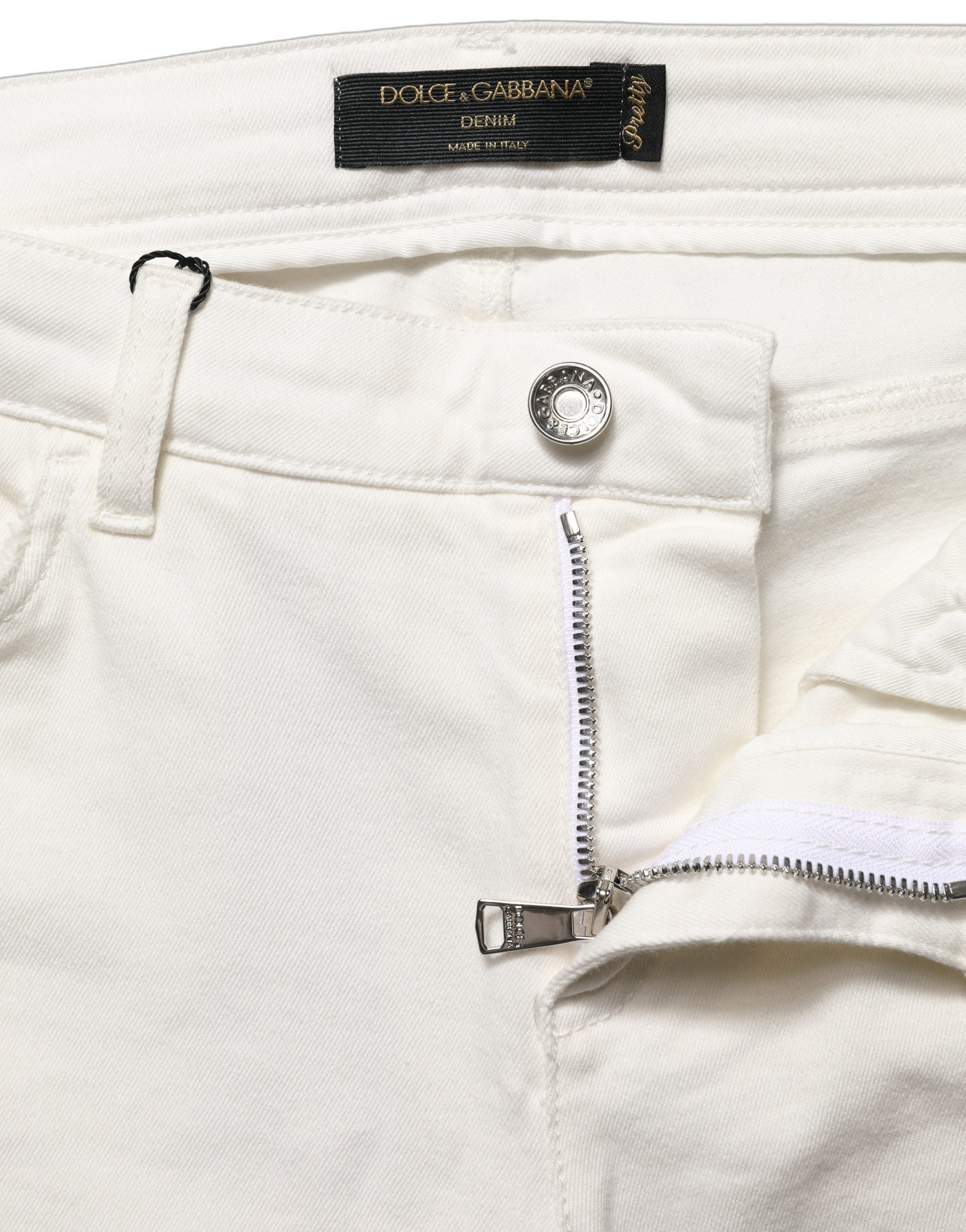 Dolce & Gabbana White Tattered Skinny Cotton Denim Jeans Dolce & Gabbana