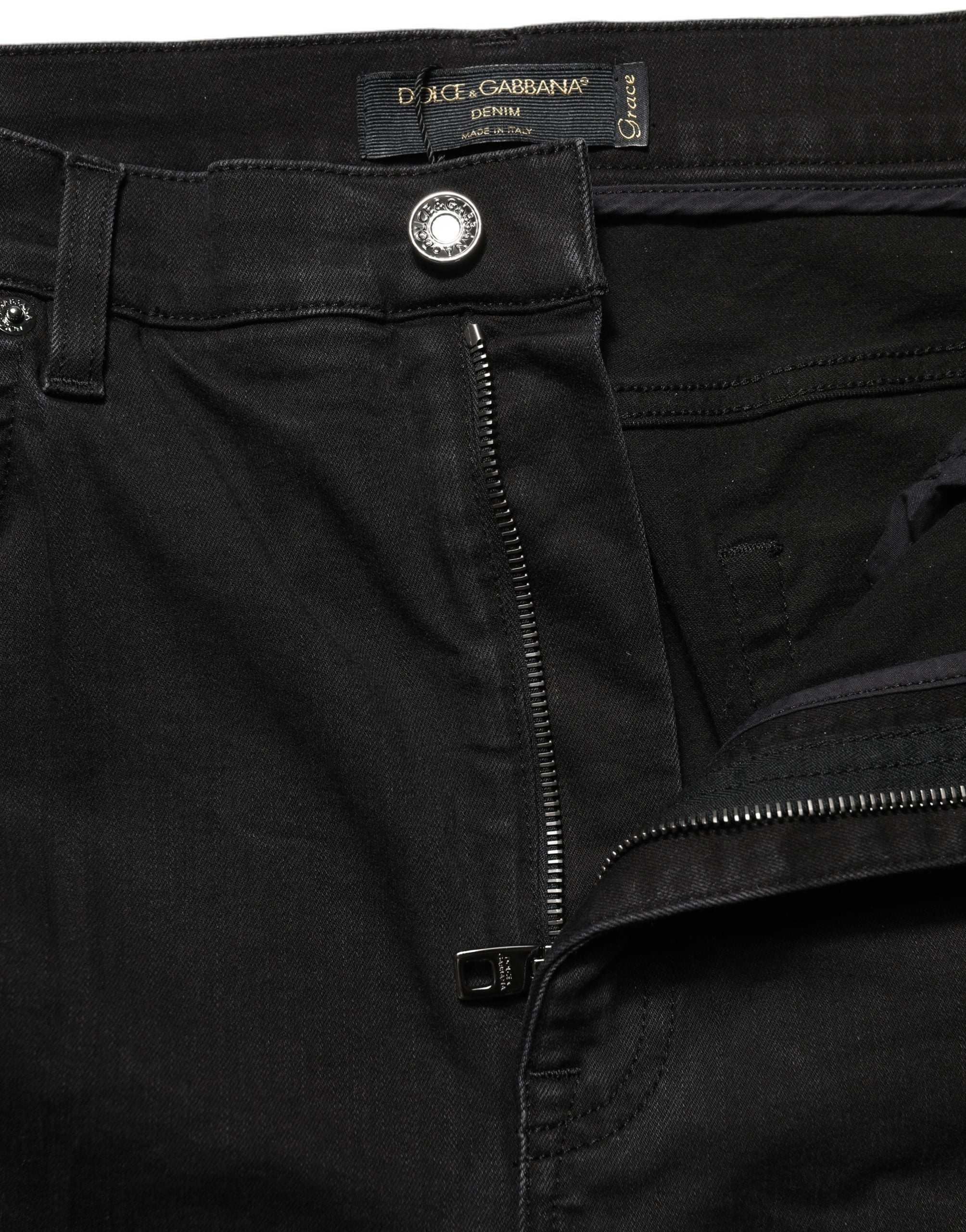 Dolce & Gabbana Black Skinny Cotton High Waist Denim Jeans Dolce & Gabbana