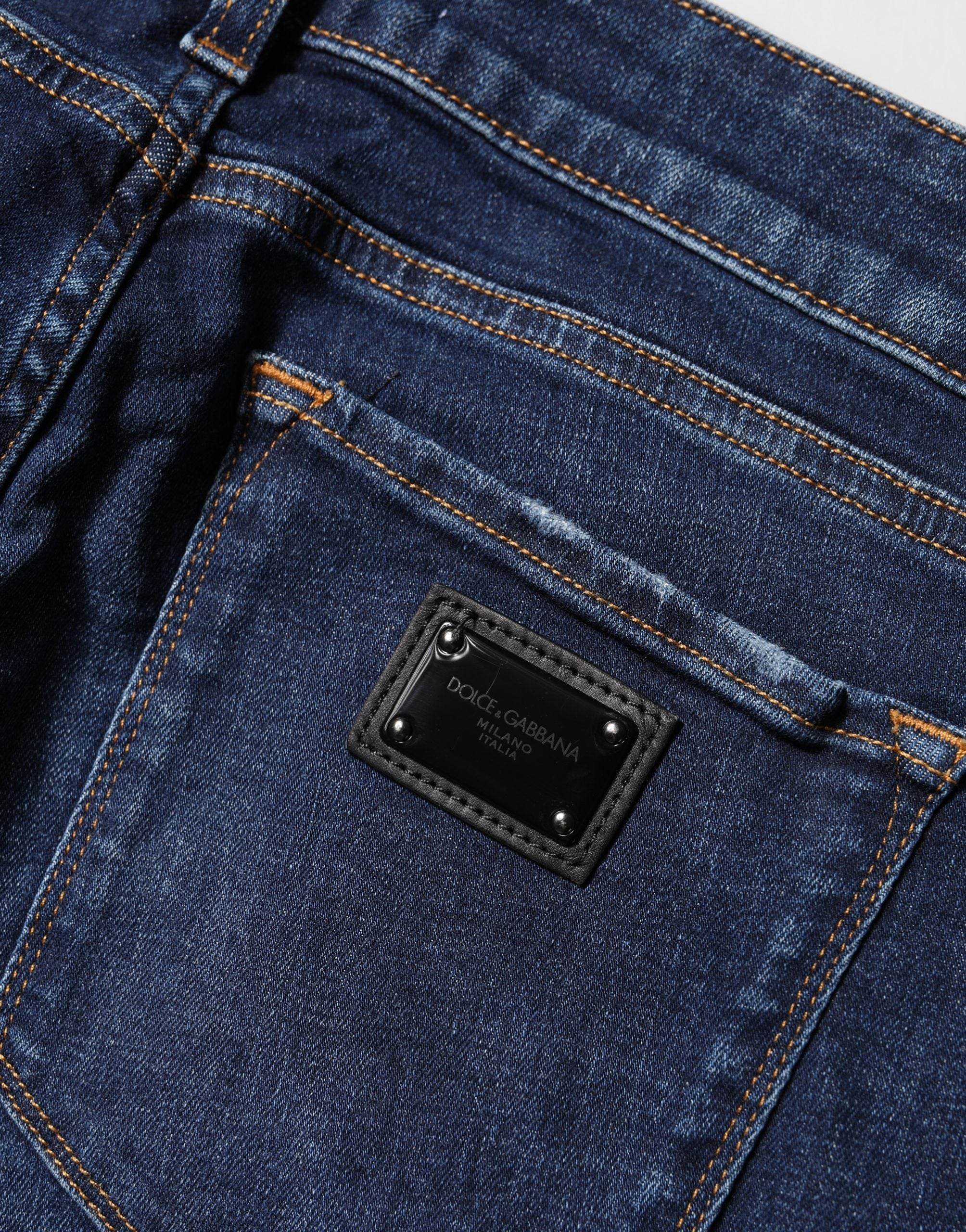 Dolce & Gabbana Blue Distressed Skinny Cotton Denim Jeans Dolce & Gabbana