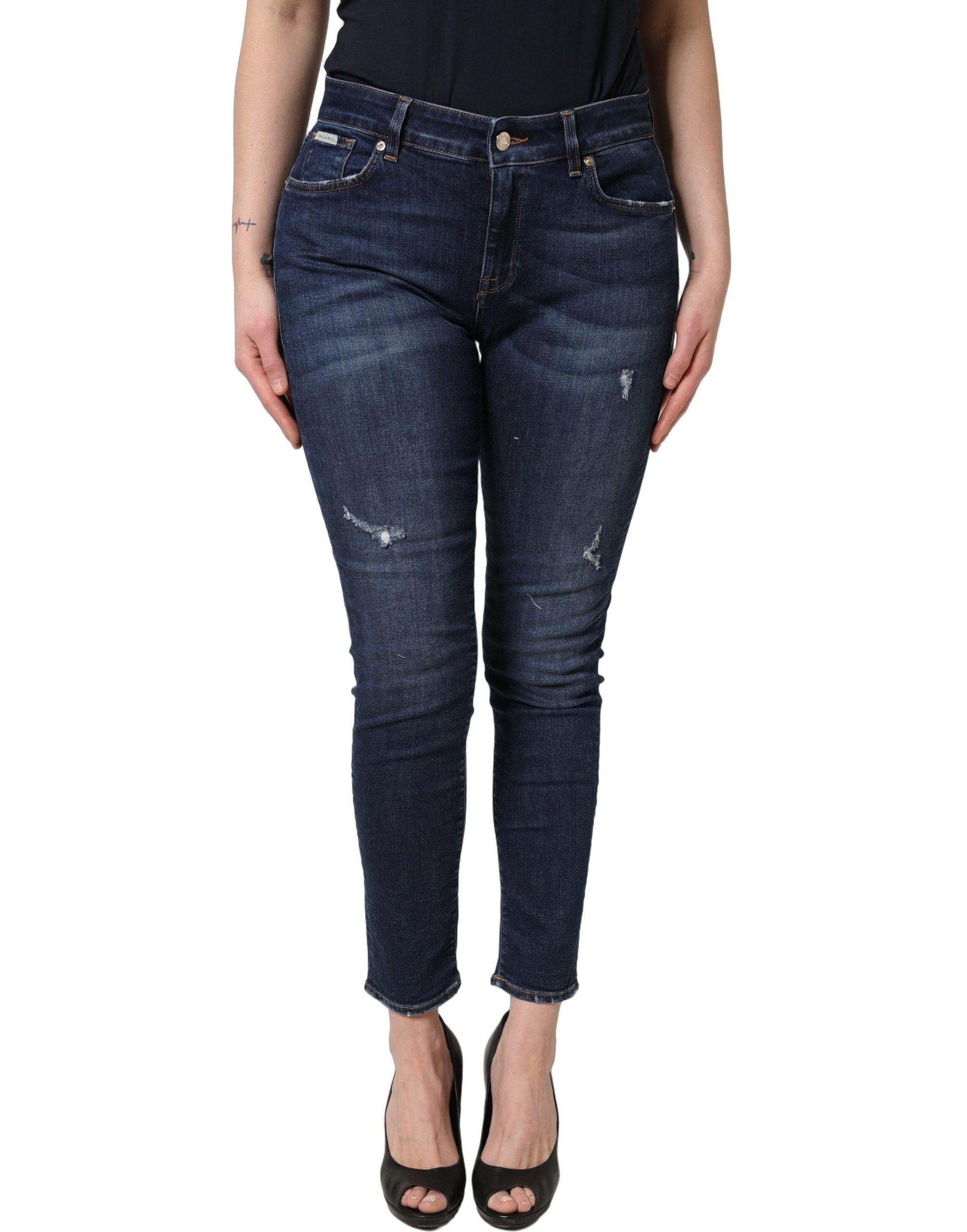 Dolce & Gabbana Blue Distressed Skinny Cotton Denim Jeans Dolce & Gabbana