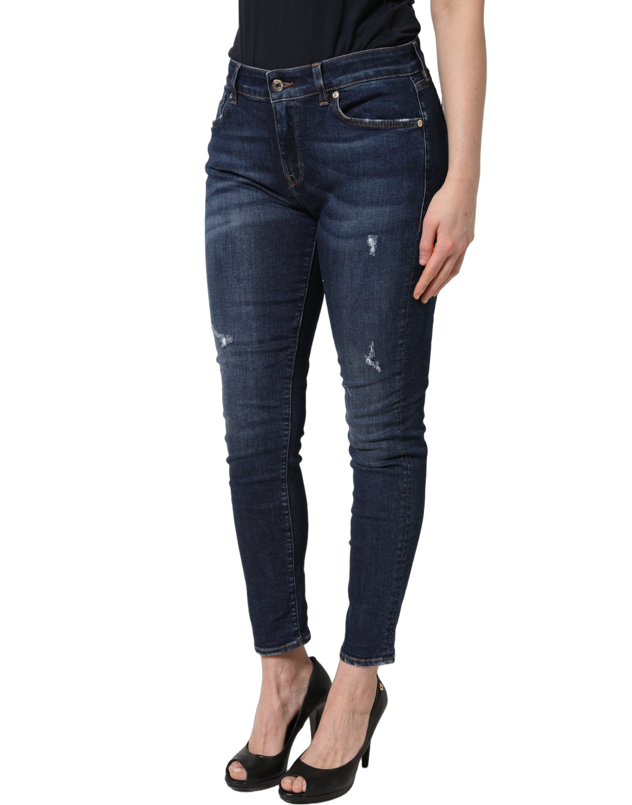 Dolce & Gabbana Blue Distressed Skinny Cotton Denim Jeans Dolce & Gabbana