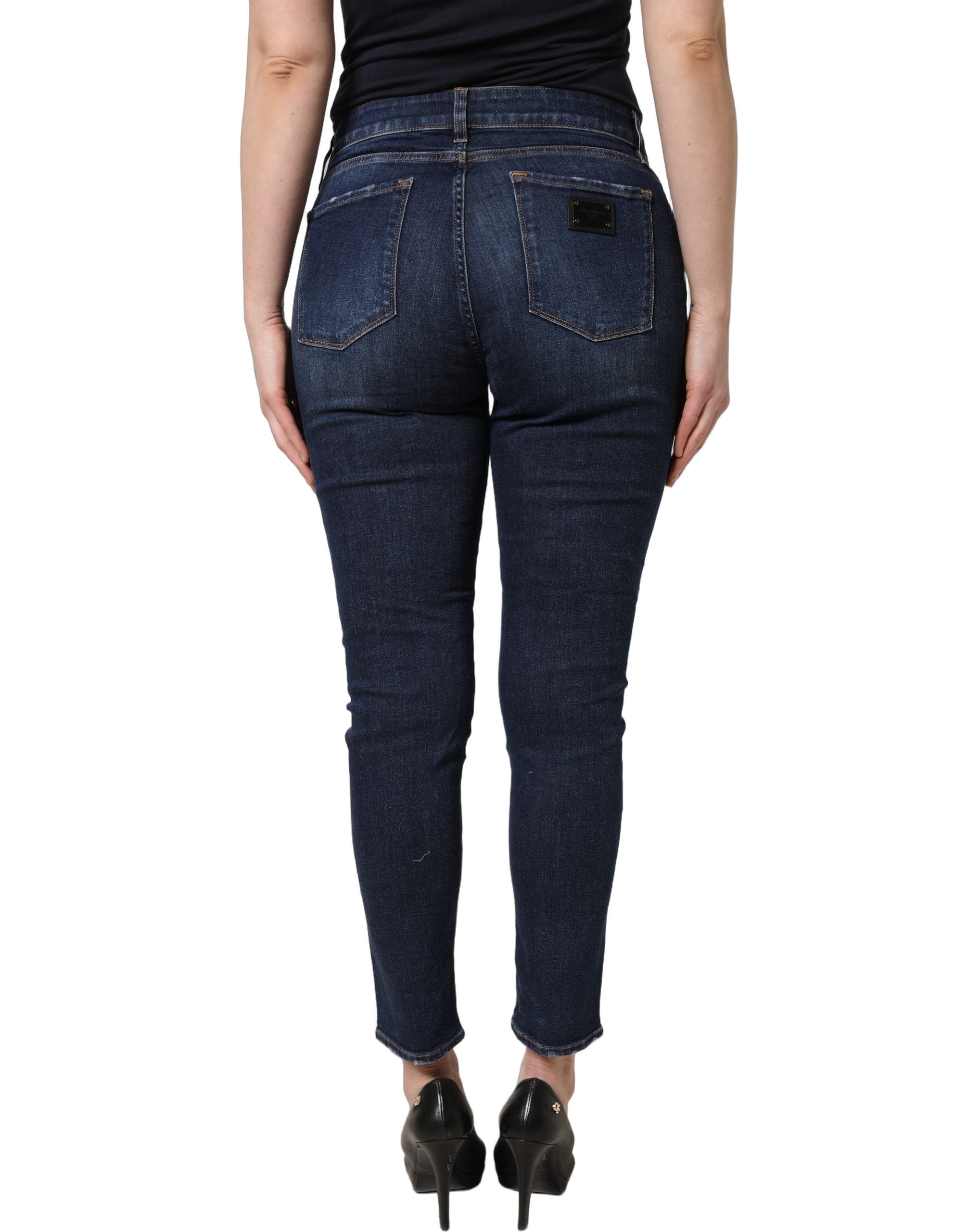 Dolce & Gabbana Blue Distressed Skinny Cotton Denim Jeans Dolce & Gabbana