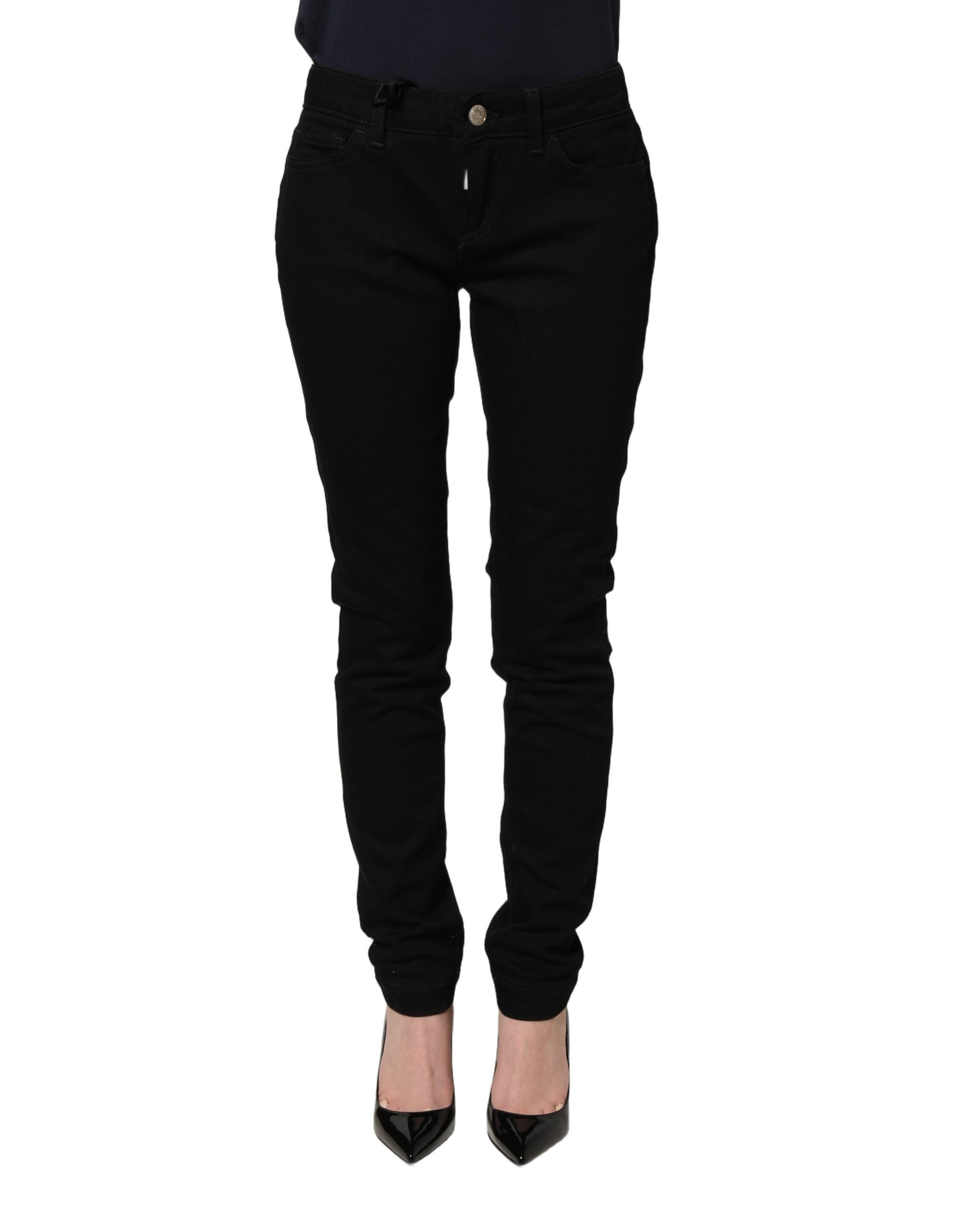 Dolce & Gabbana Black Queen Embroidery PRETTY Denim Jeans Dolce & Gabbana