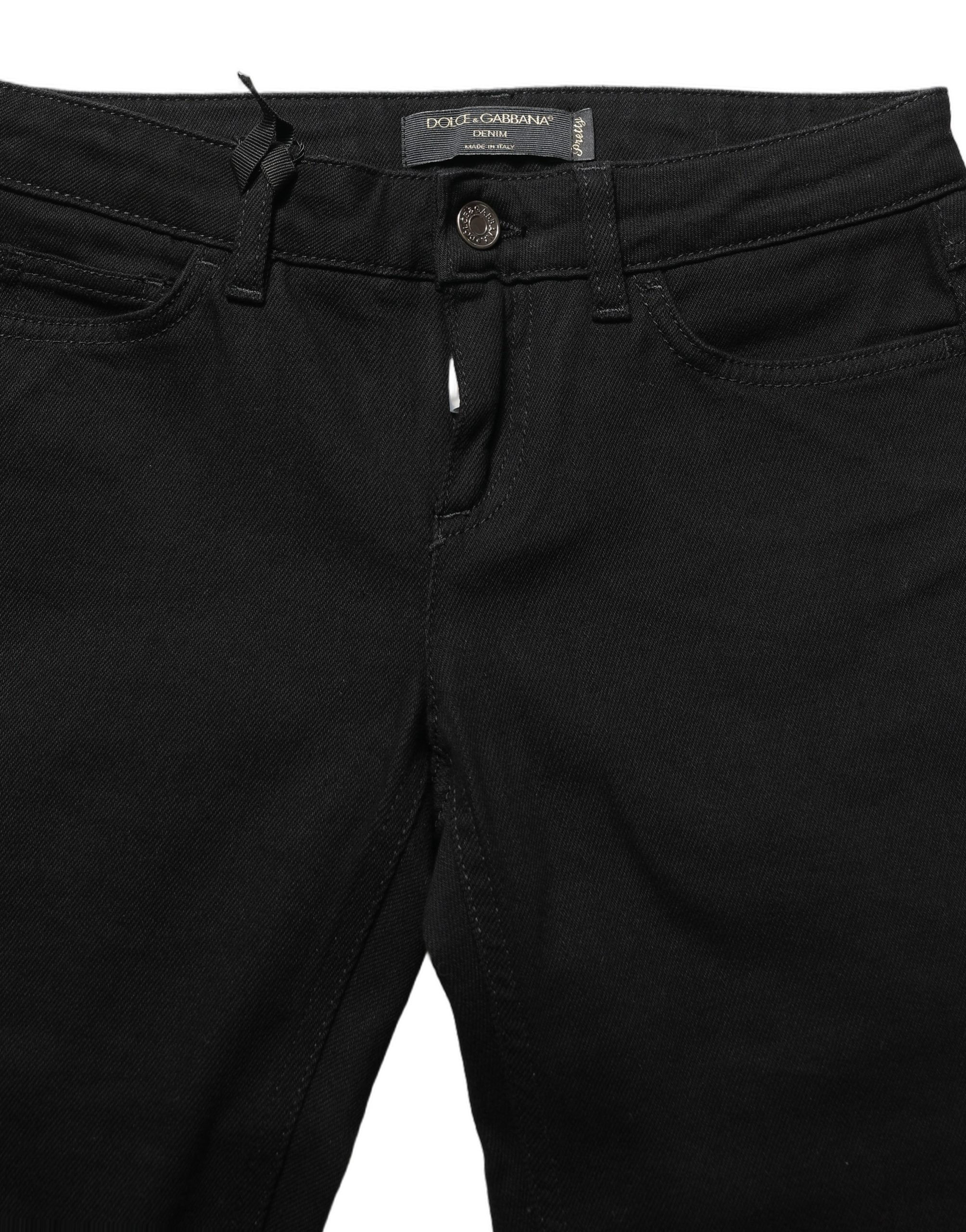 Dolce & Gabbana Black Queen Embroidery PRETTY Denim Jeans Dolce & Gabbana