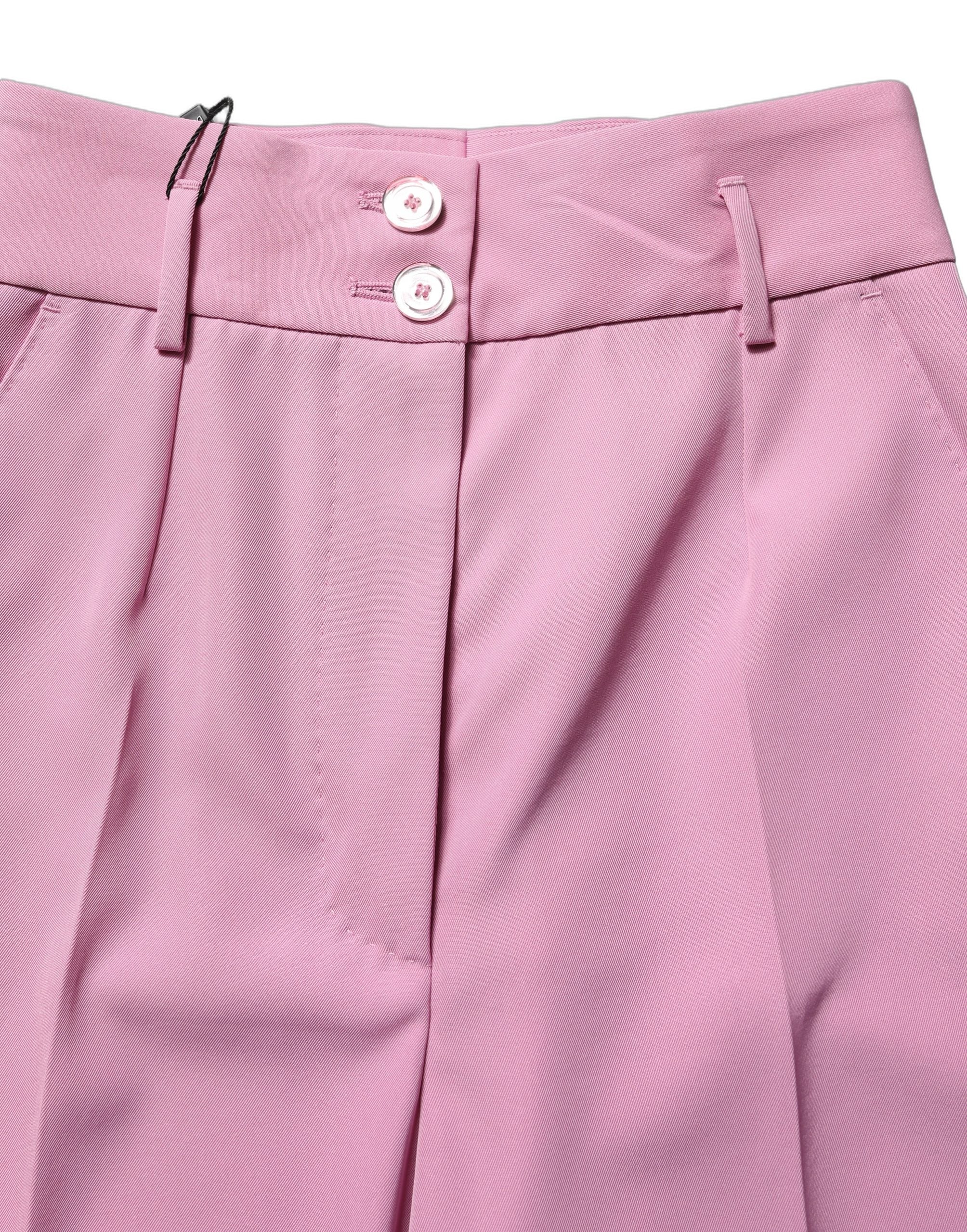 Dolce & Gabbana Pink High Waisted Polyester Trouser Pants Dolce & Gabbana