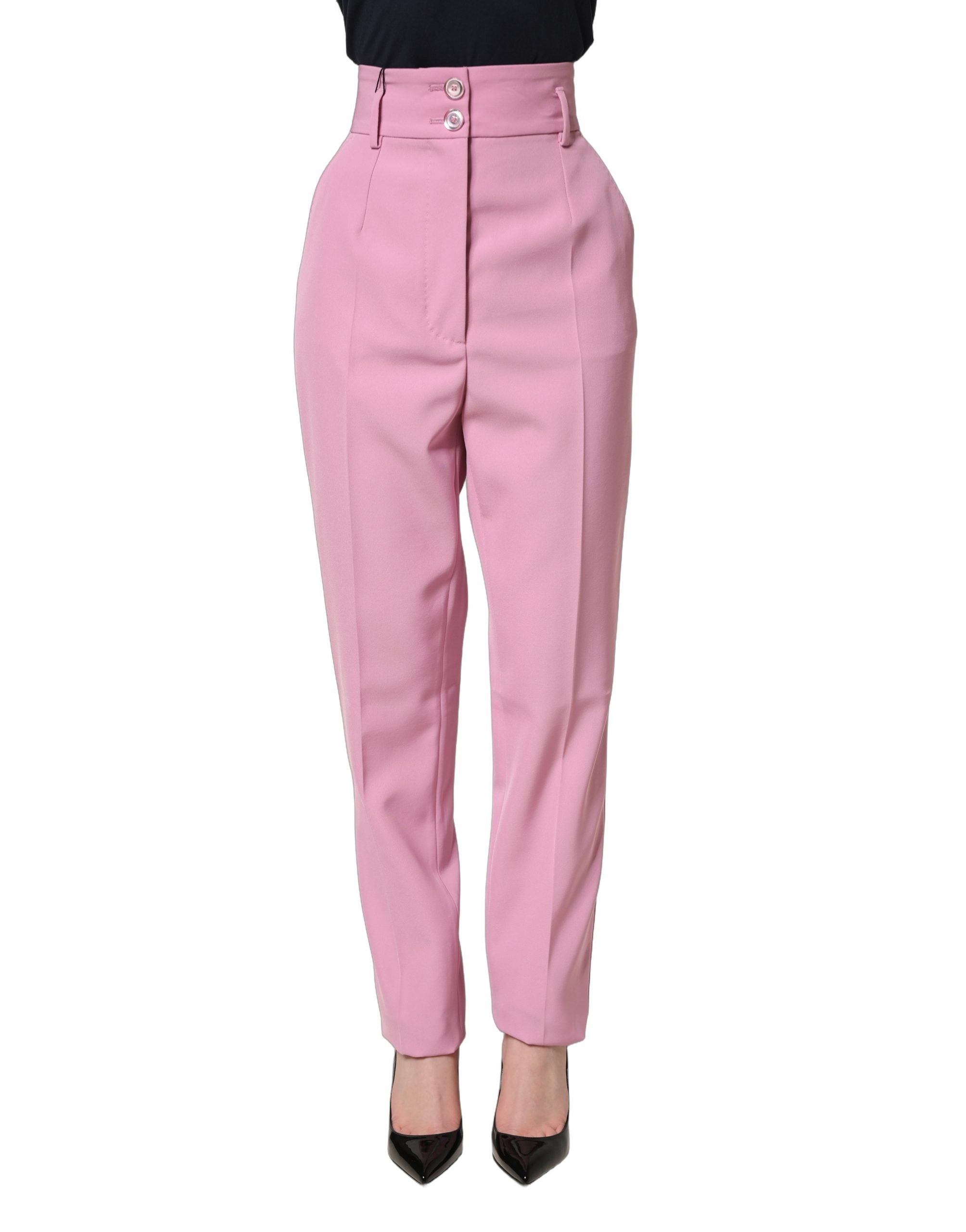 Dolce & Gabbana Pink High Waisted Polyester Trouser Pants Dolce & Gabbana