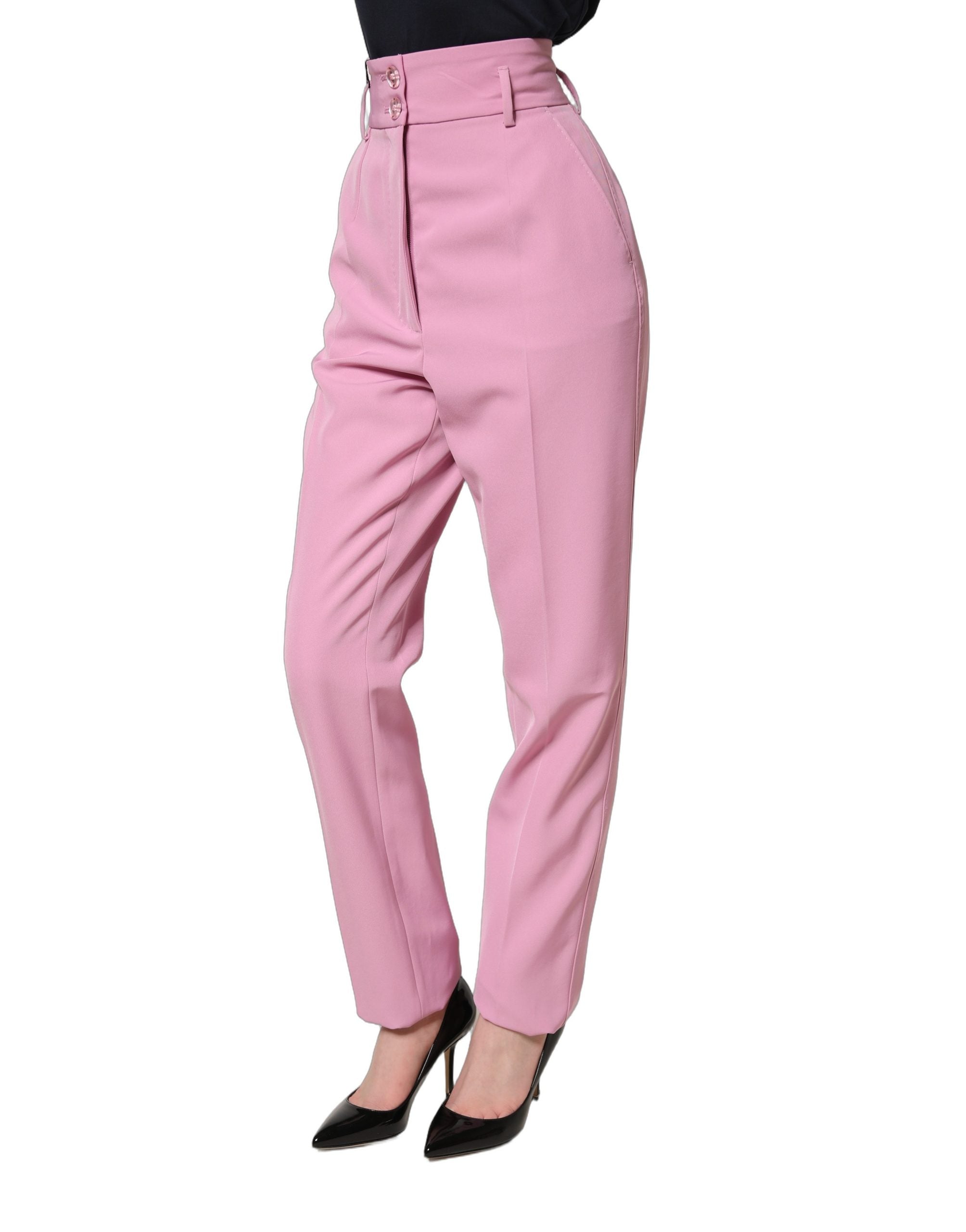 Dolce & Gabbana Pink High Waisted Polyester Trouser Pants Dolce & Gabbana