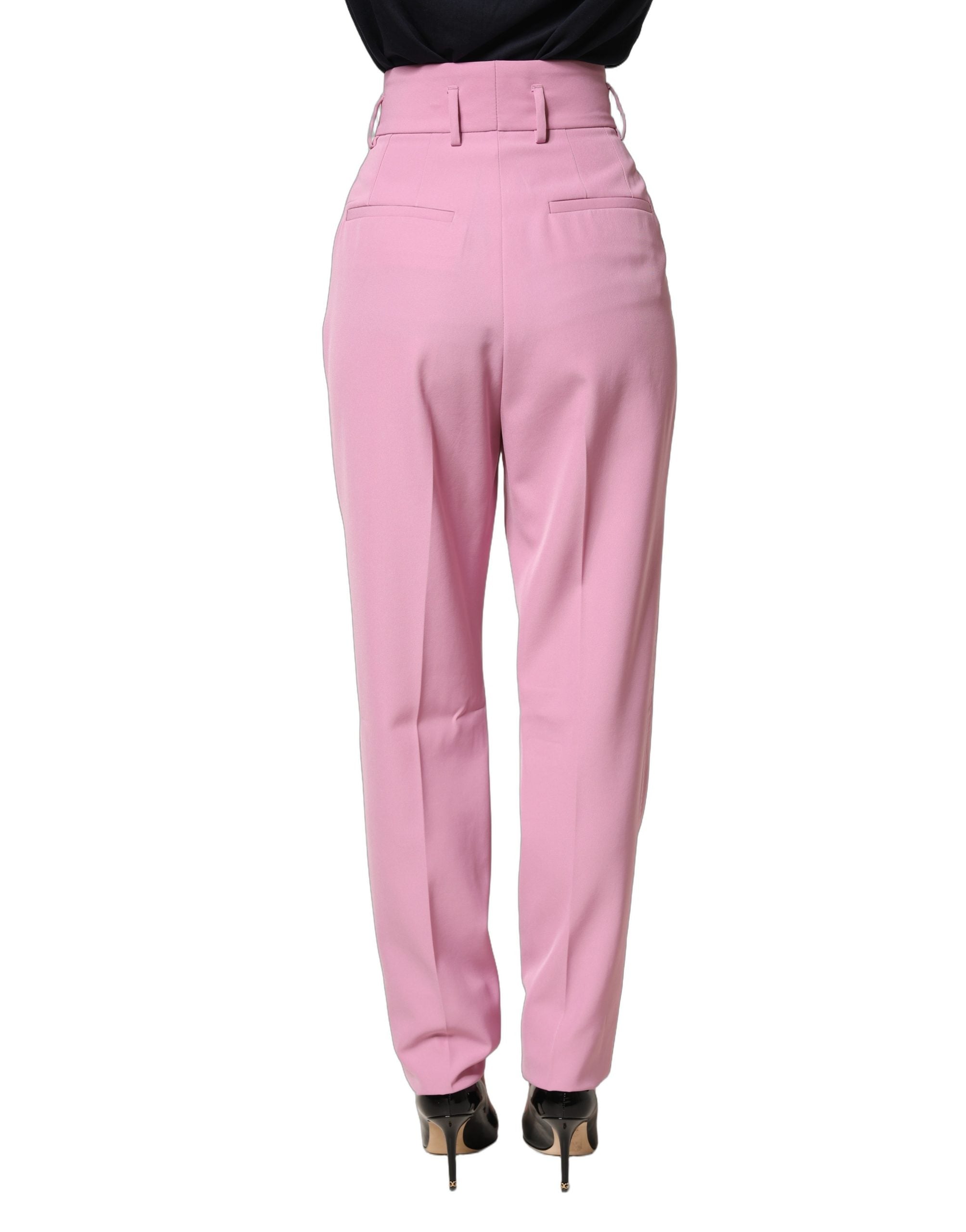 Dolce & Gabbana Pink High Waisted Polyester Trouser Pants Dolce & Gabbana