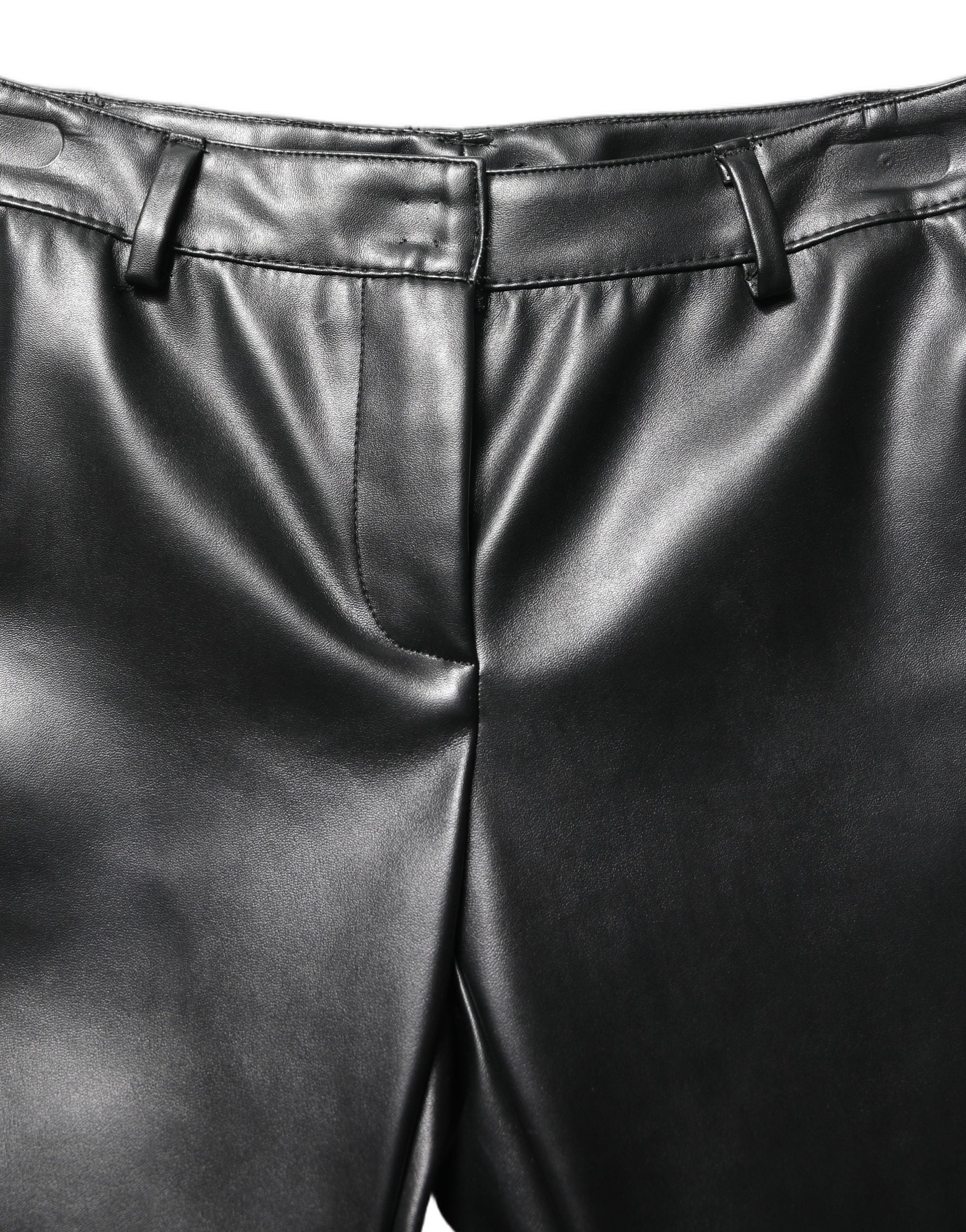 Dolce & Gabbana Black PU Leather High Waisted Trouser Pants Dolce & Gabbana