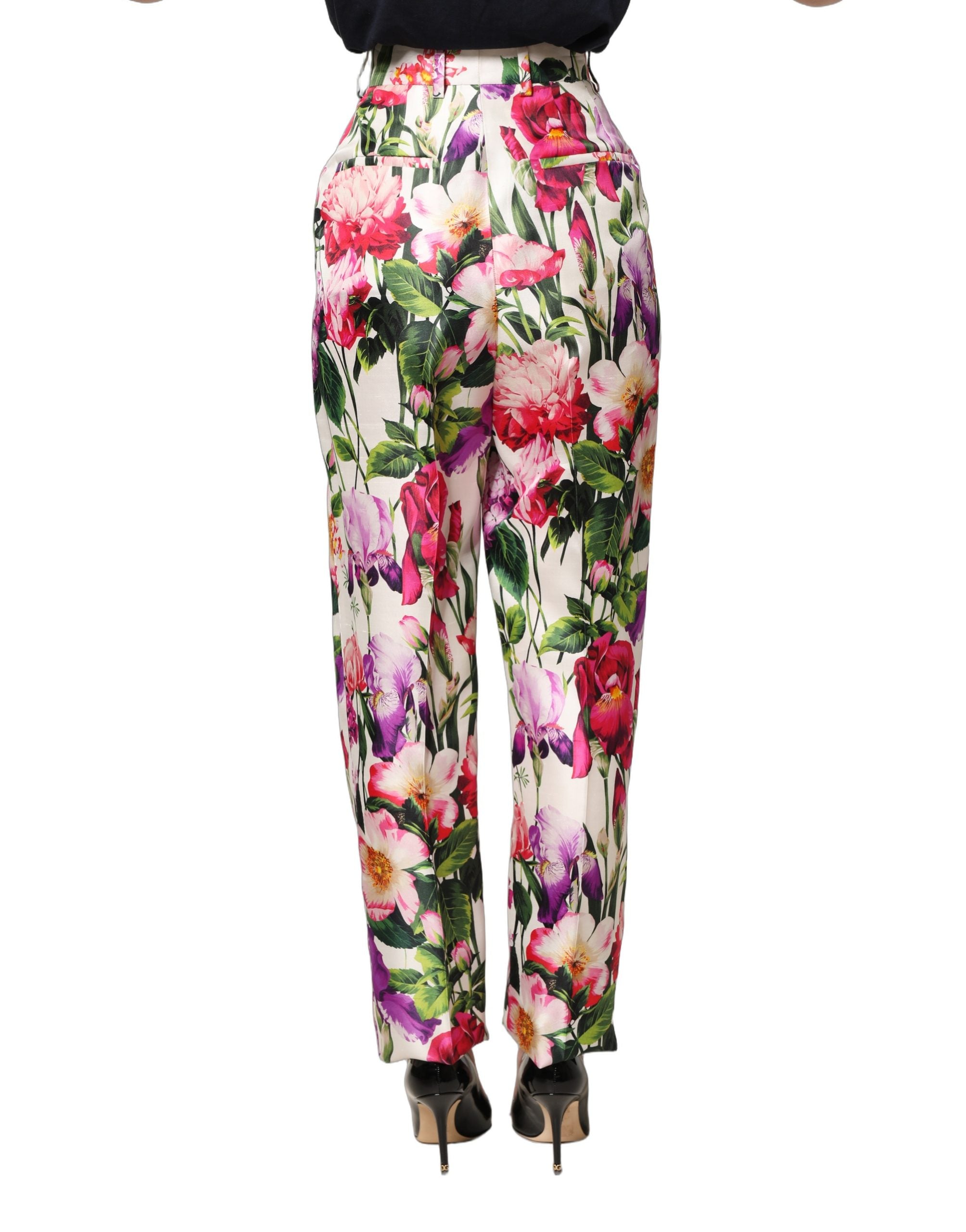 Dolce & Gabbana Multicolor Floral Print Tapered Trouser Pants Dolce & Gabbana