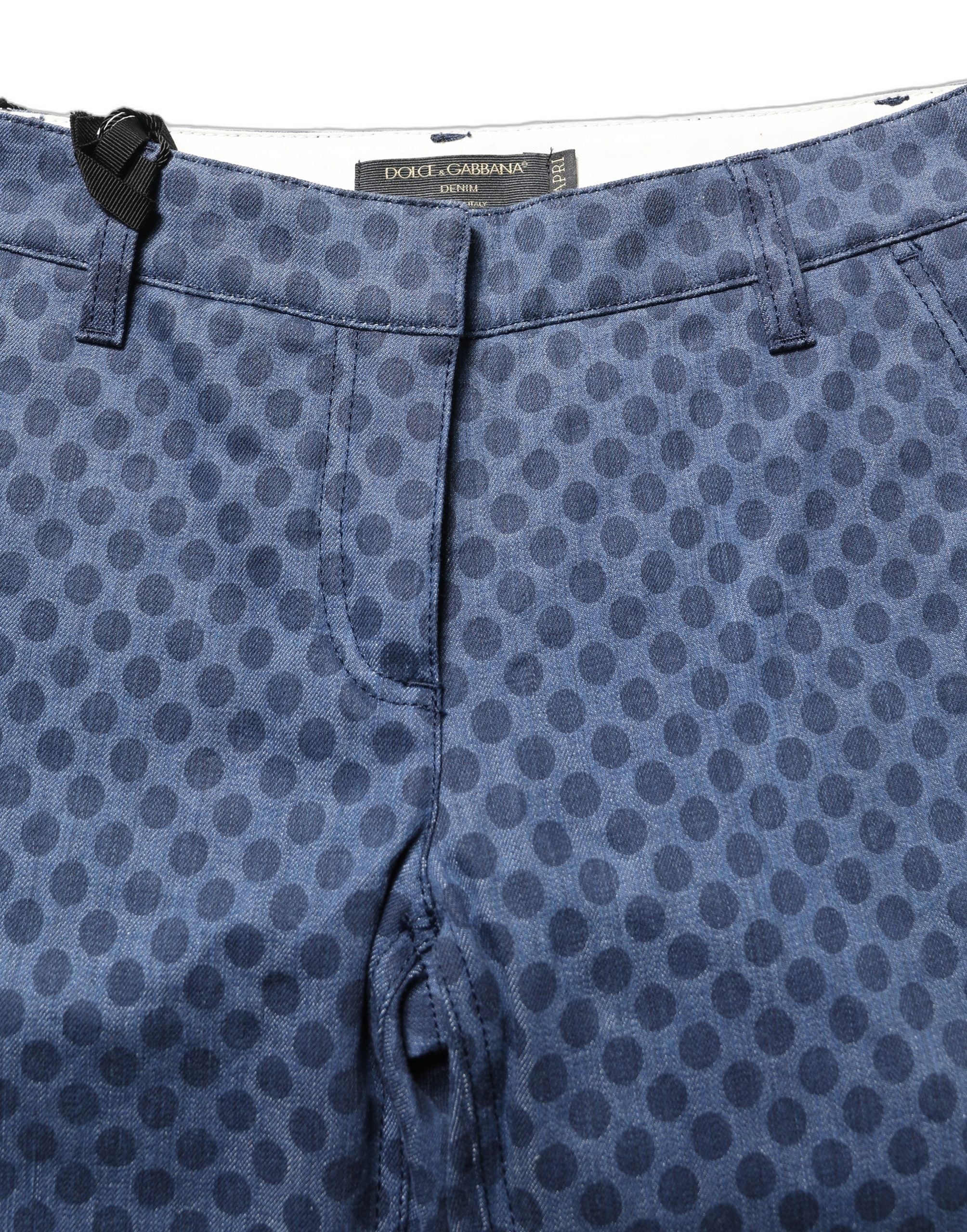 Dolce & Gabbana Blue Polka Dotted Slim Fit Capri Denim Jeans Dolce & Gabbana