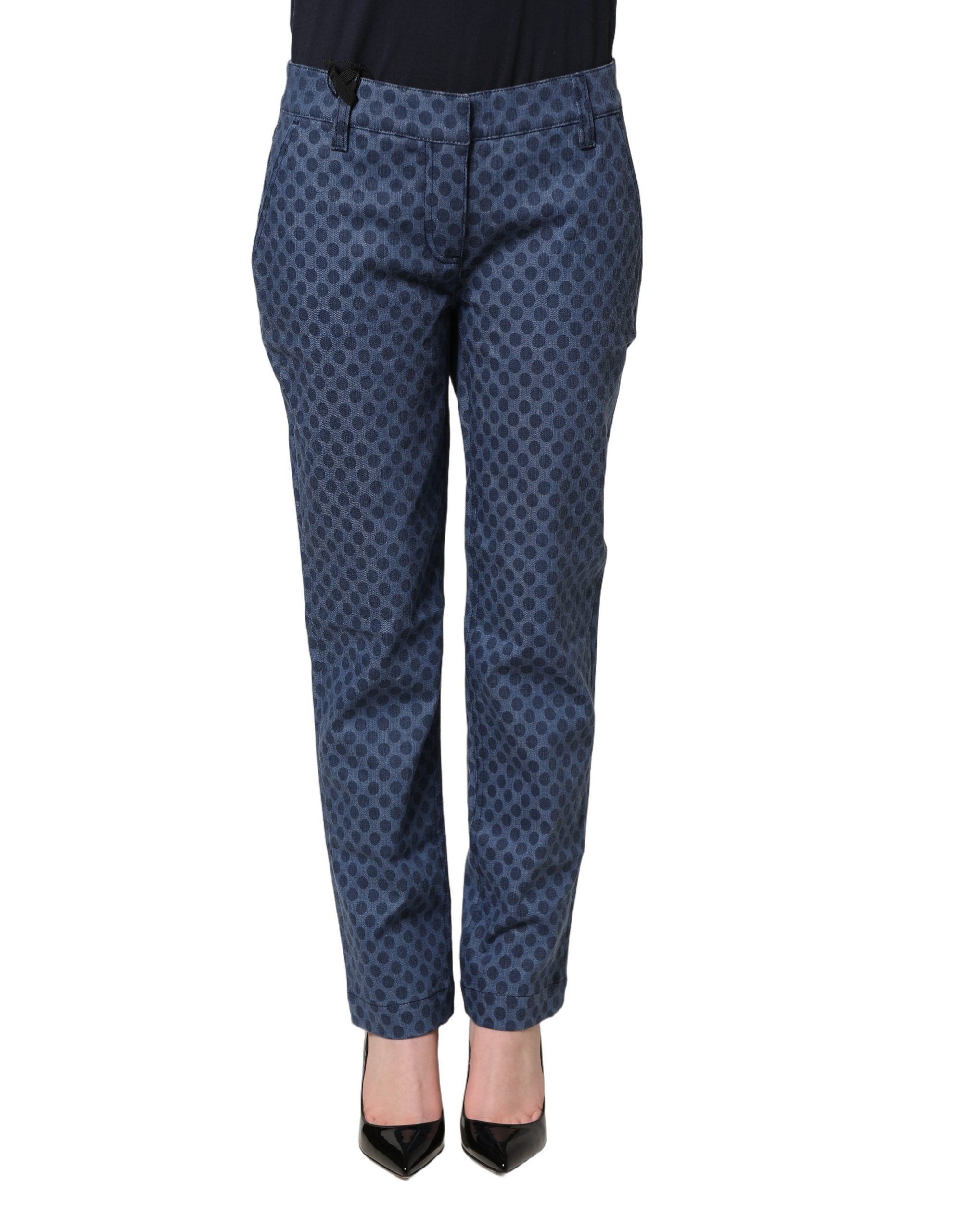 Dolce & Gabbana Blue Polka Dotted Slim Fit Capri Denim Jeans Dolce & Gabbana