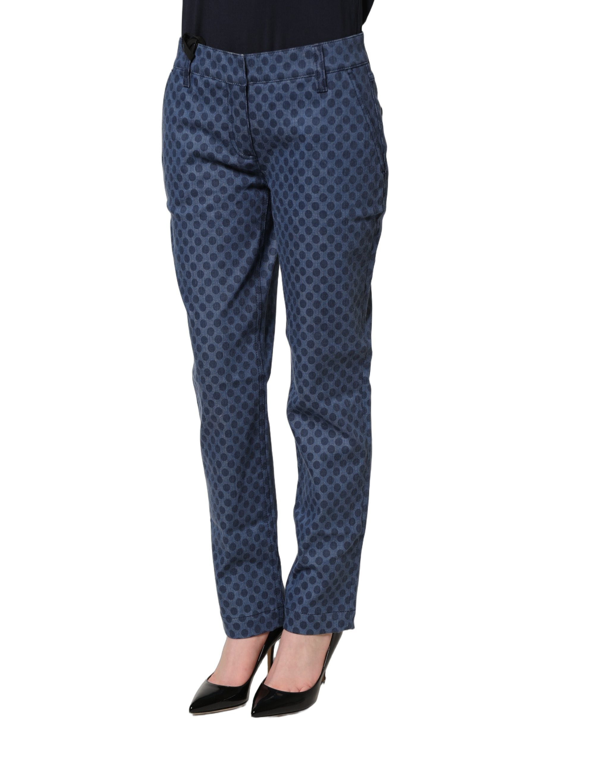 Dolce & Gabbana Blue Polka Dotted Slim Fit Capri Denim Jeans Dolce & Gabbana