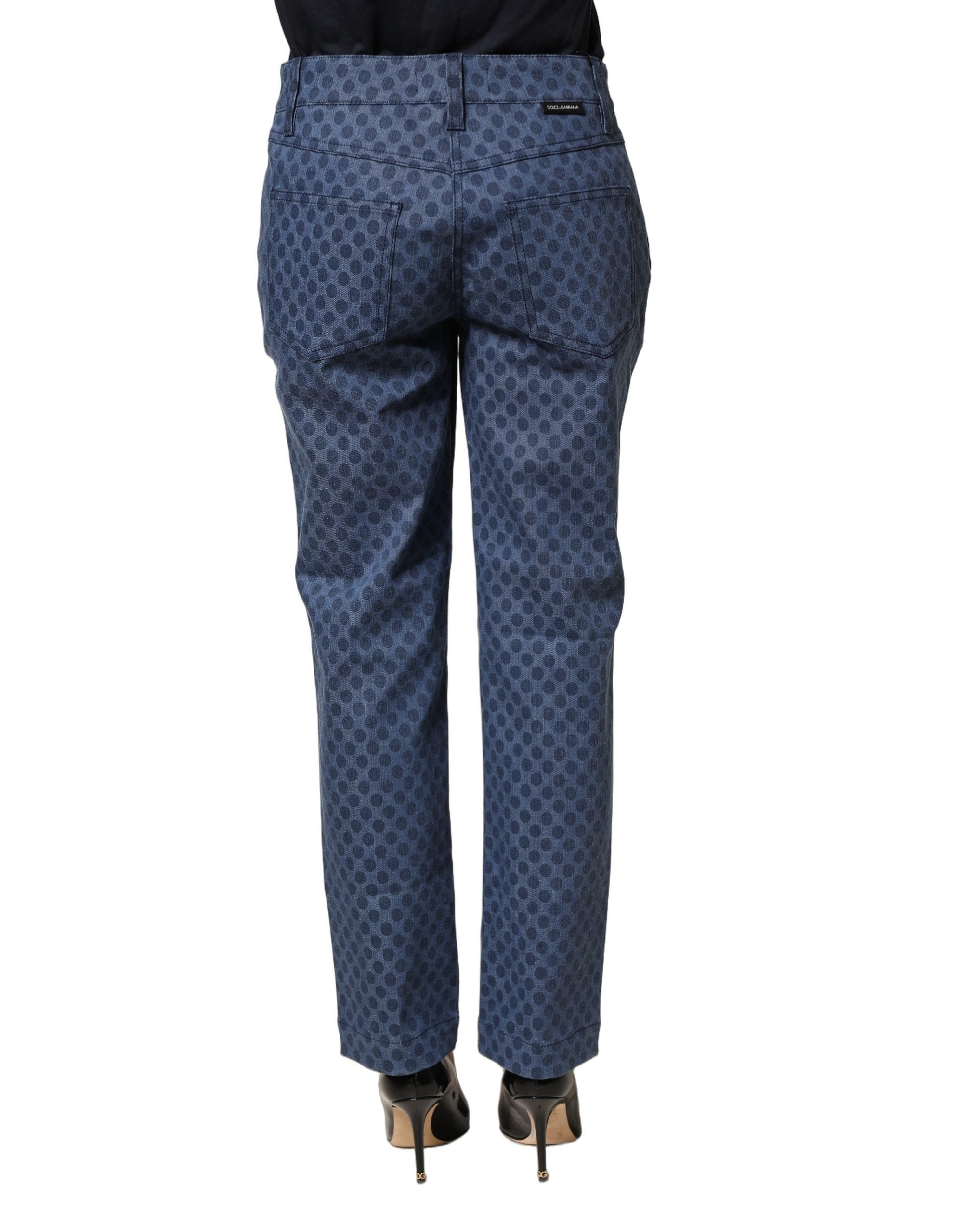 Dolce & Gabbana Blue Polka Dotted Slim Fit Capri Denim Jeans Dolce & Gabbana