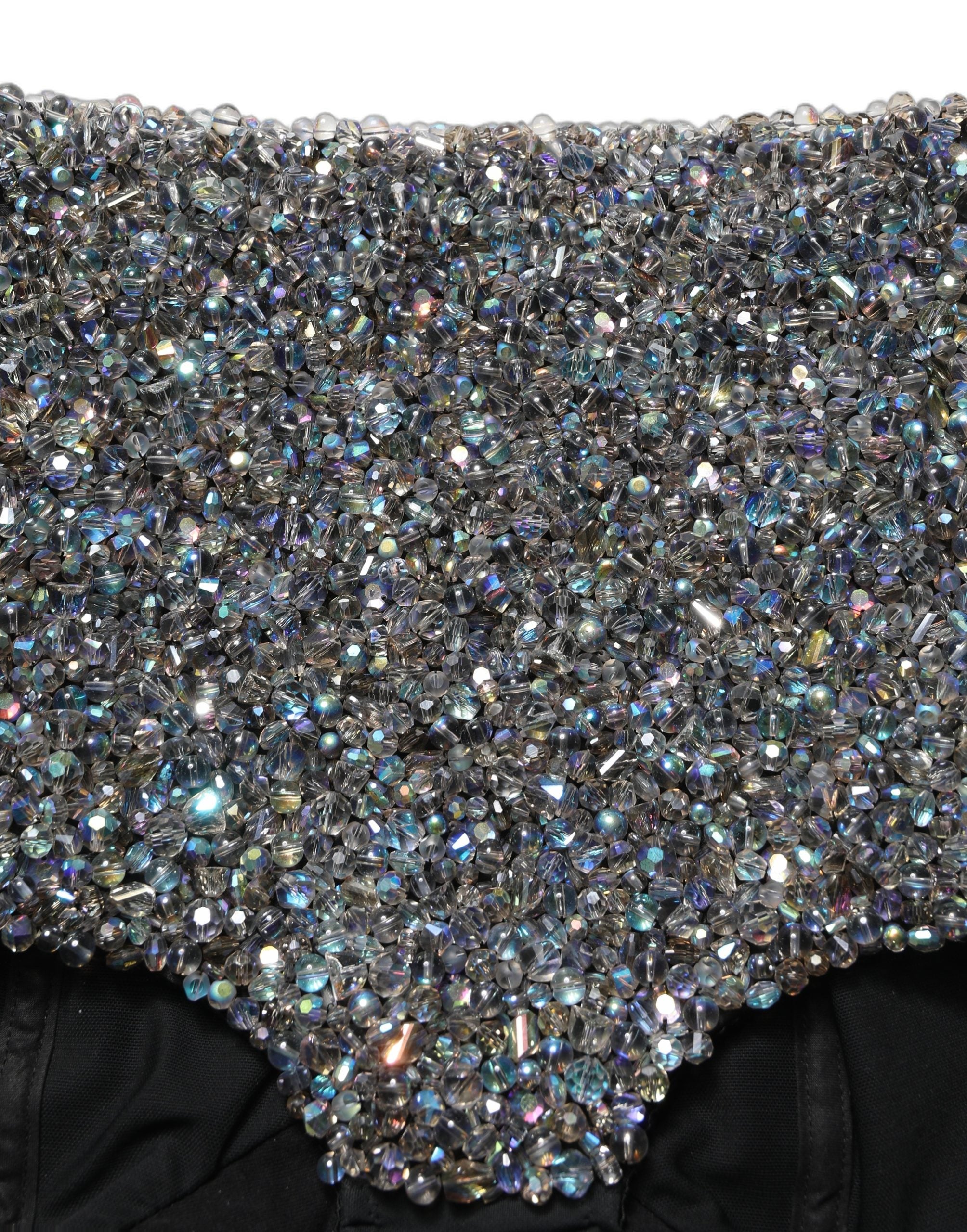Dolce & Gabbana Black Rhinestone High Waist Hotpants Shorts Dolce & Gabbana