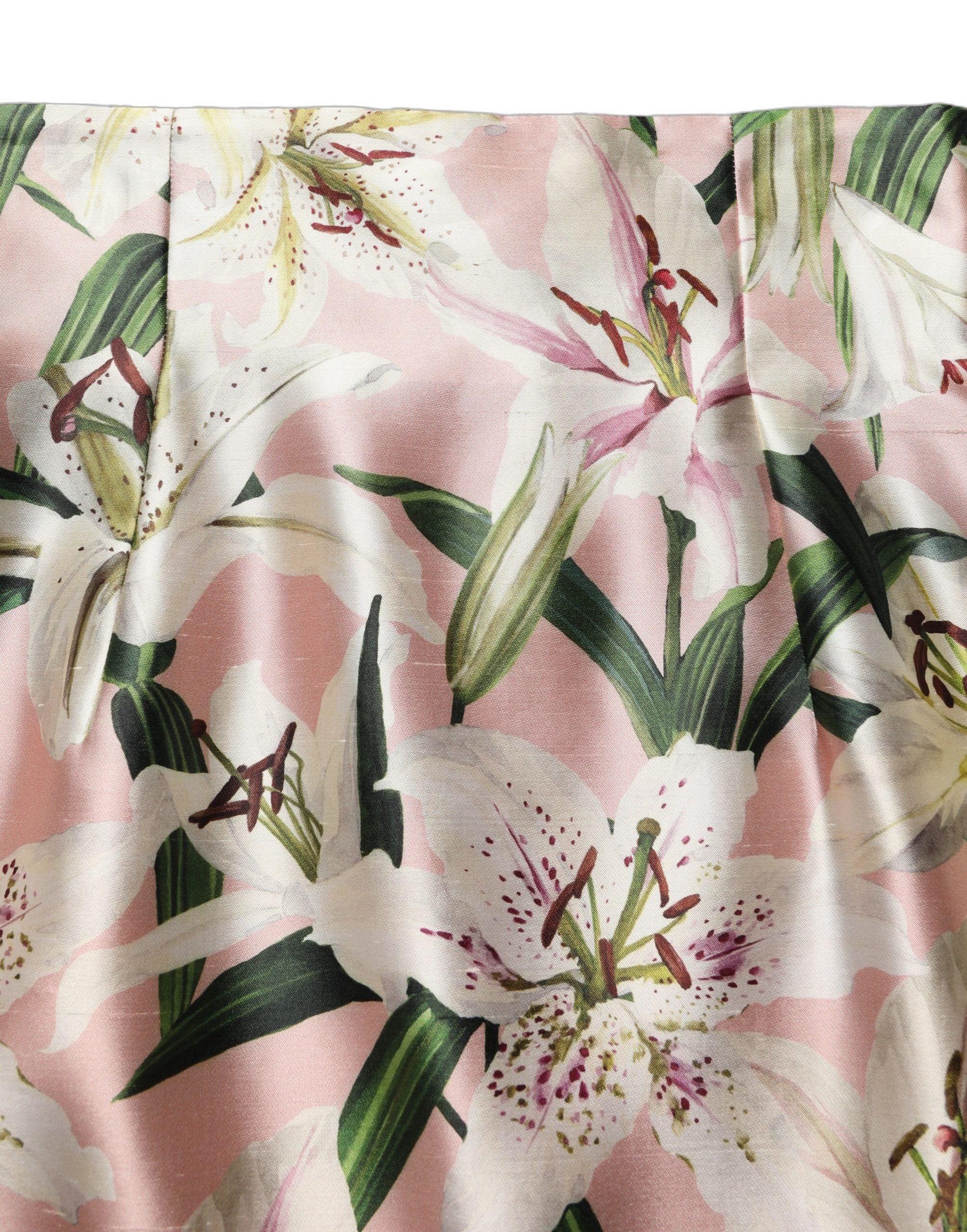 Dolce & Gabbana Pink Lilium High Waist Knee Length Skirt Dolce & Gabbana