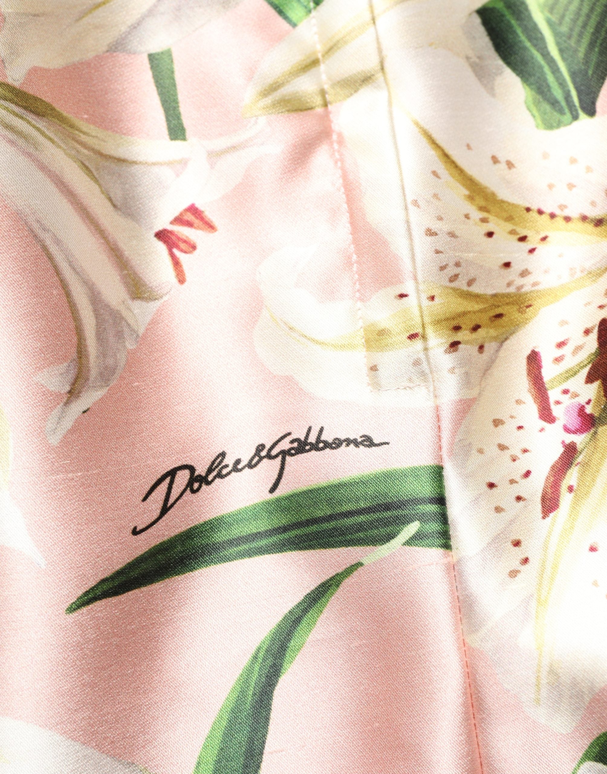 Dolce & Gabbana Pink Lilium High Waist Knee Length Skirt Dolce & Gabbana