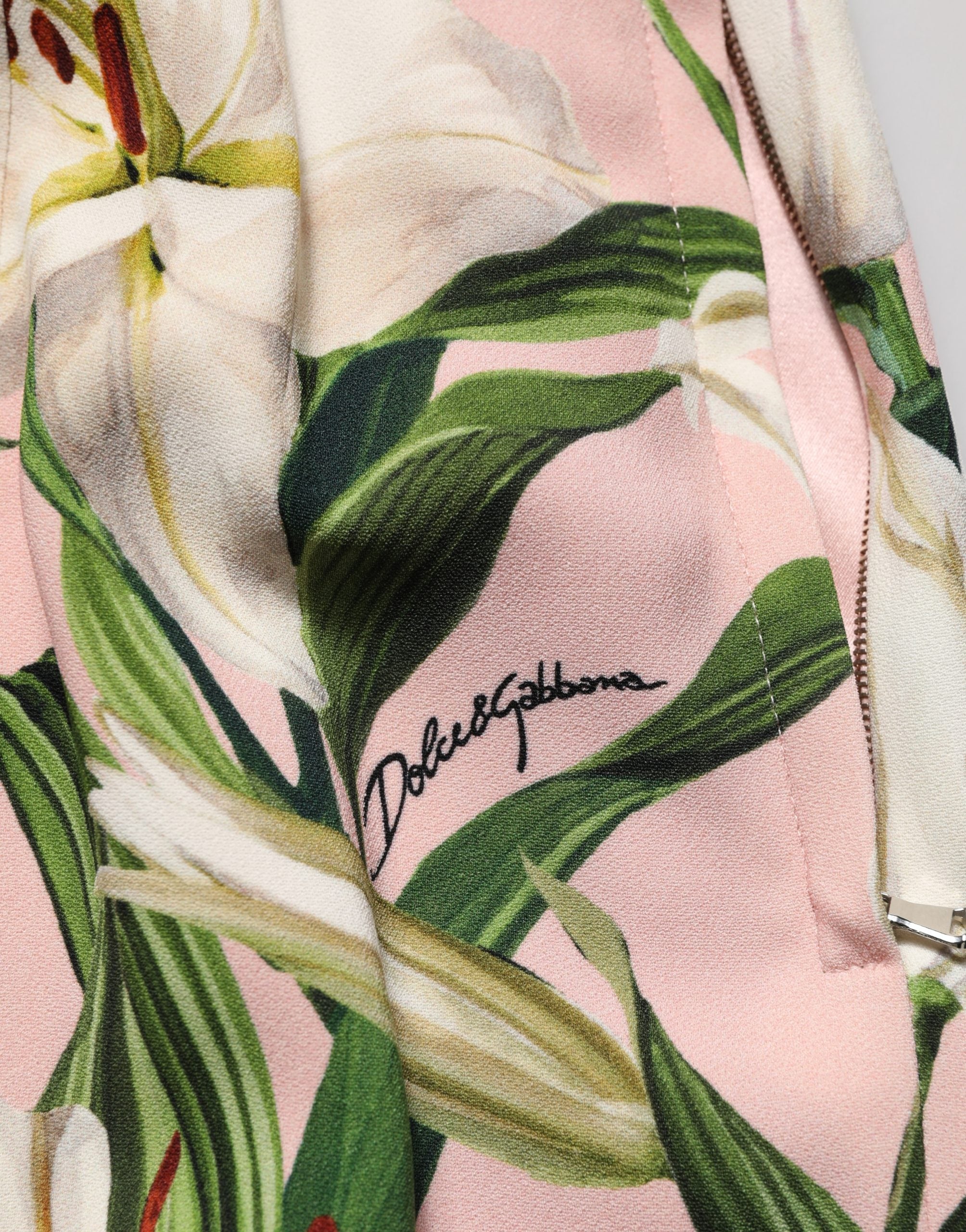 Dolce & Gabbana Pink Lilium Print High Waist Pencil Skirt Dolce & Gabbana