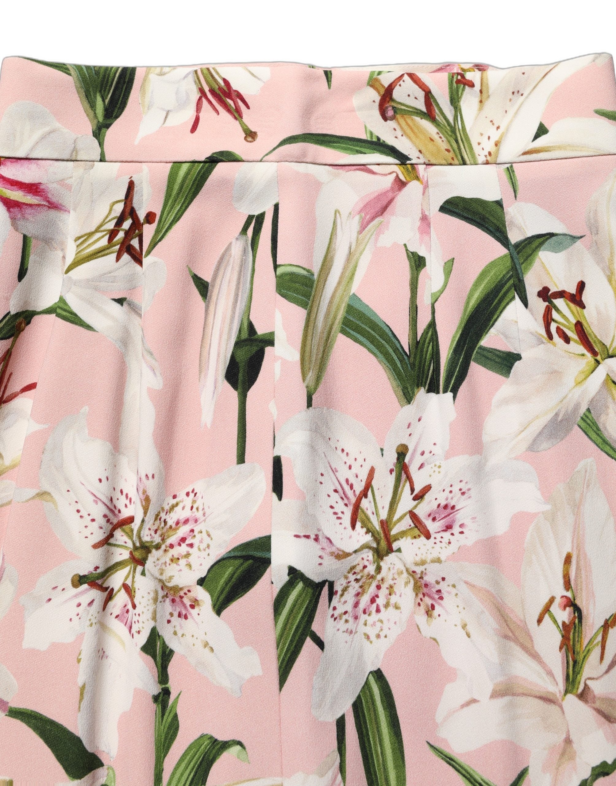 Dolce & Gabbana Pink Lilium Print High Waist Pencil Skirt Dolce & Gabbana