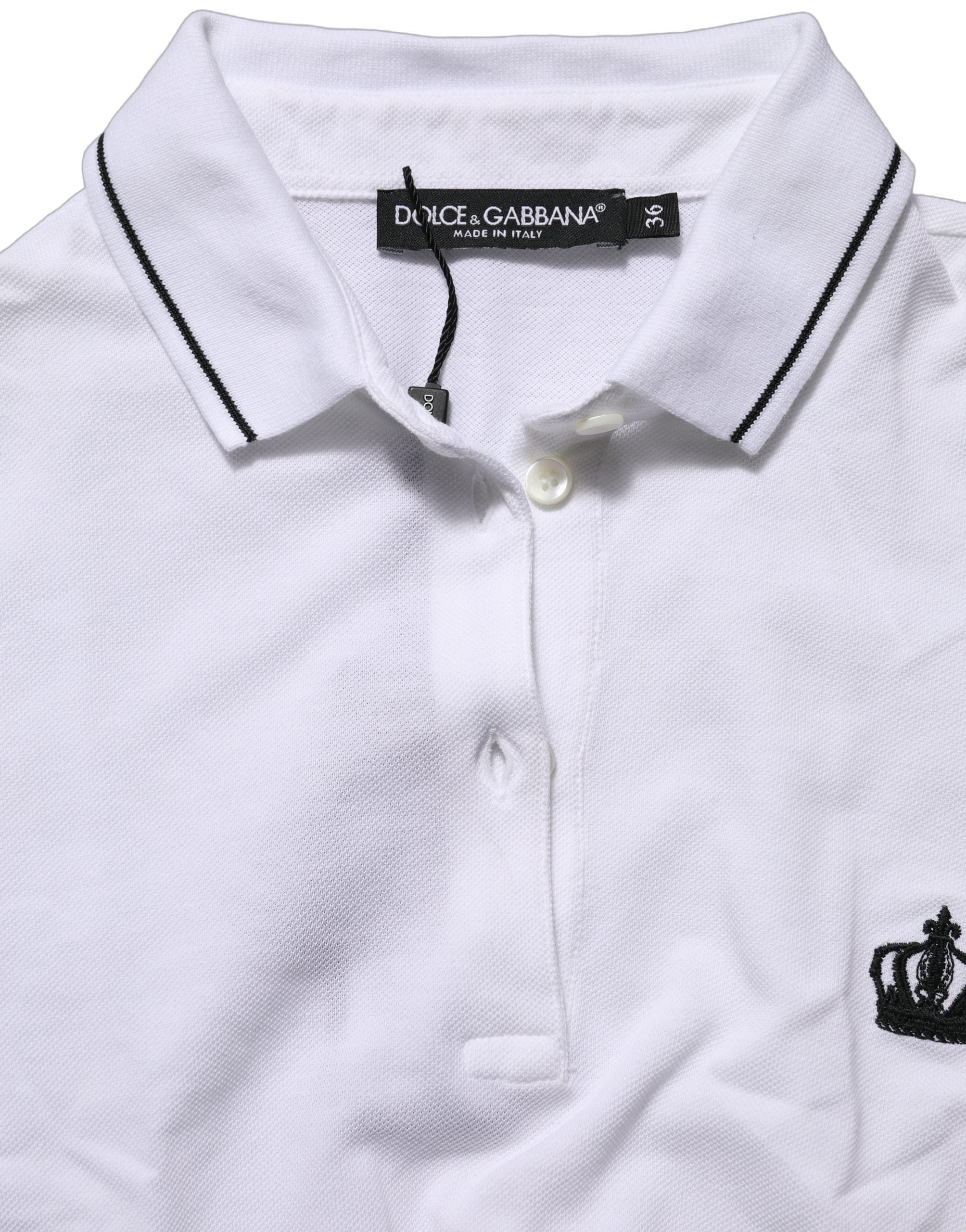 Dolce & Gabbana White Crown Cotton Short Sleeves Polo Top Dolce & Gabbana