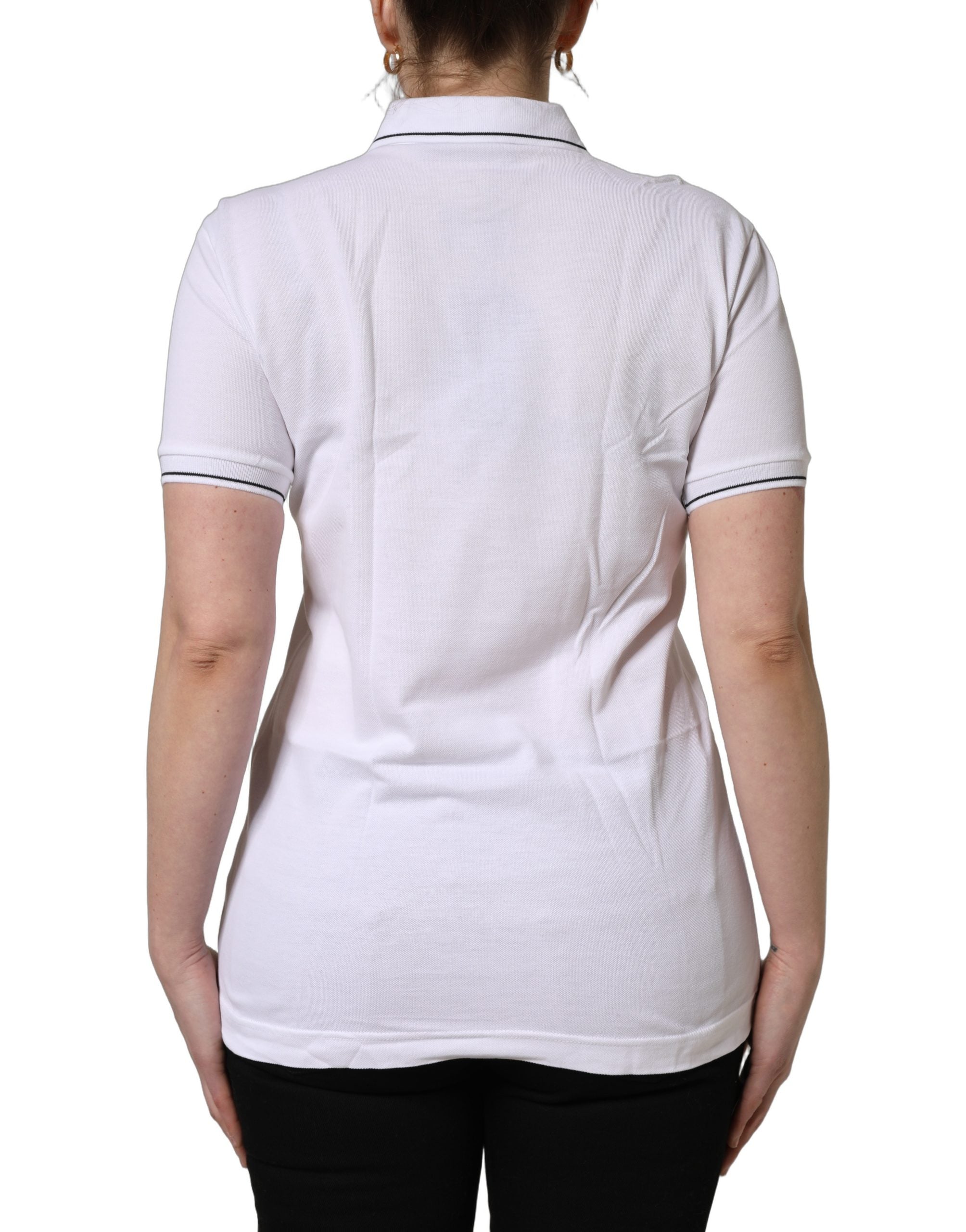 Dolce & Gabbana White Crown Cotton Short Sleeves Polo Top Dolce & Gabbana