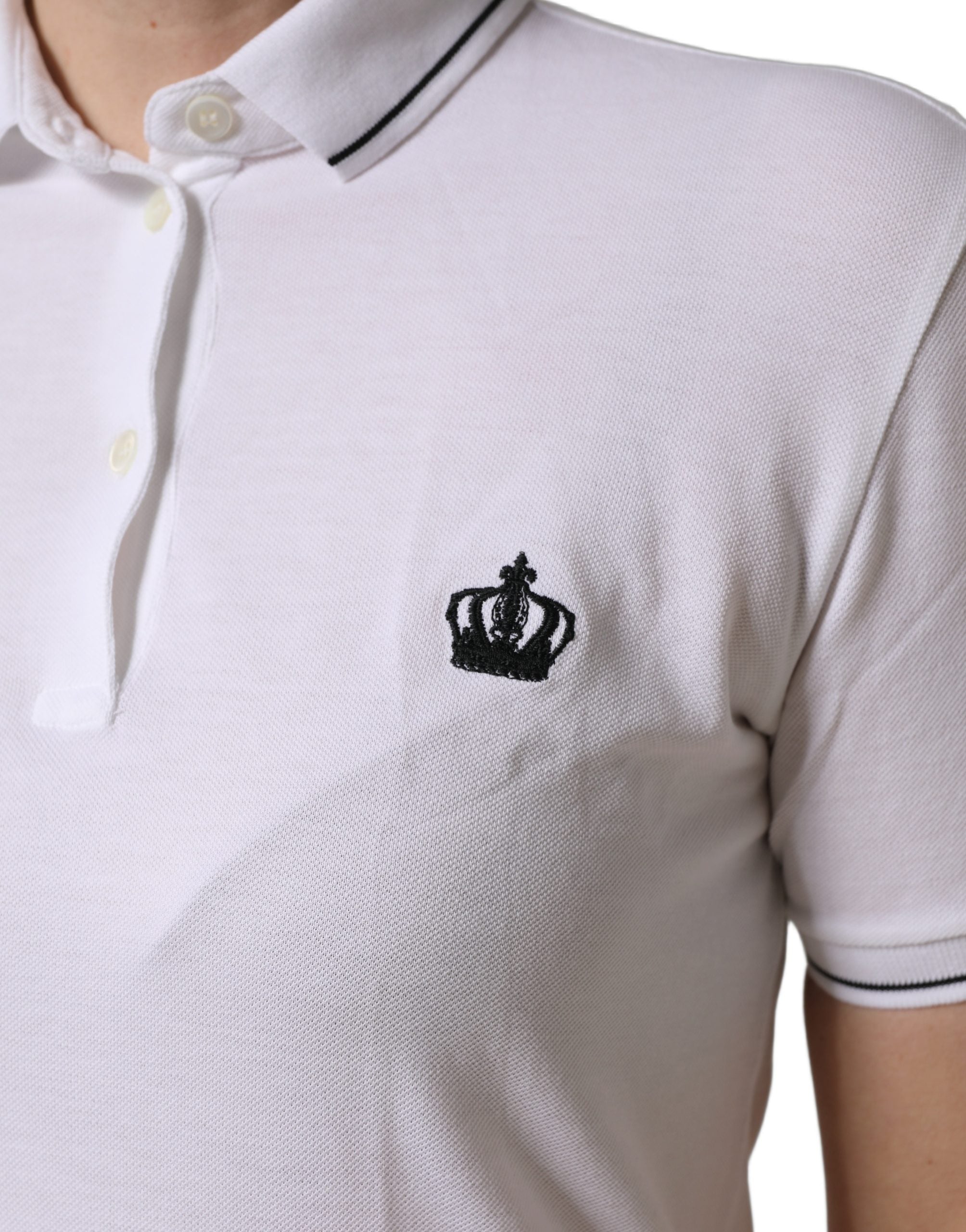 Dolce & Gabbana White Crown Cotton Short Sleeves Polo Top Dolce & Gabbana