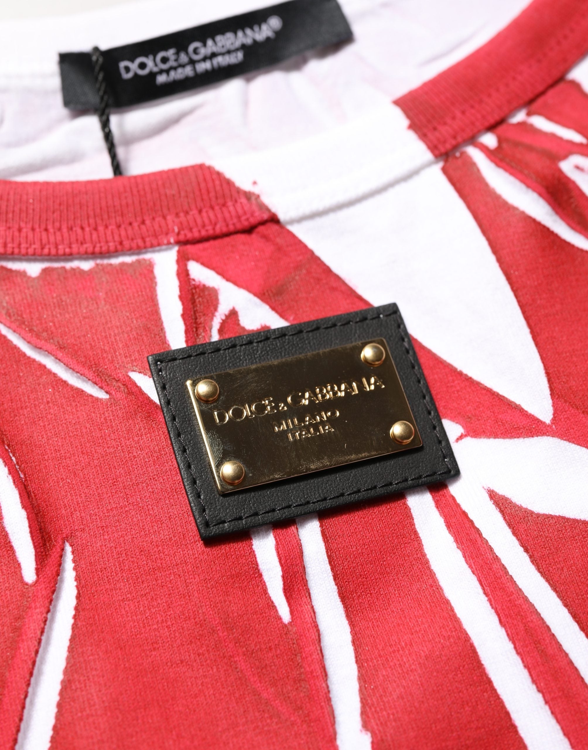 Dolce & Gabbana Red White Abstract Cotton Sleeveless Tank Top Dolce & Gabbana