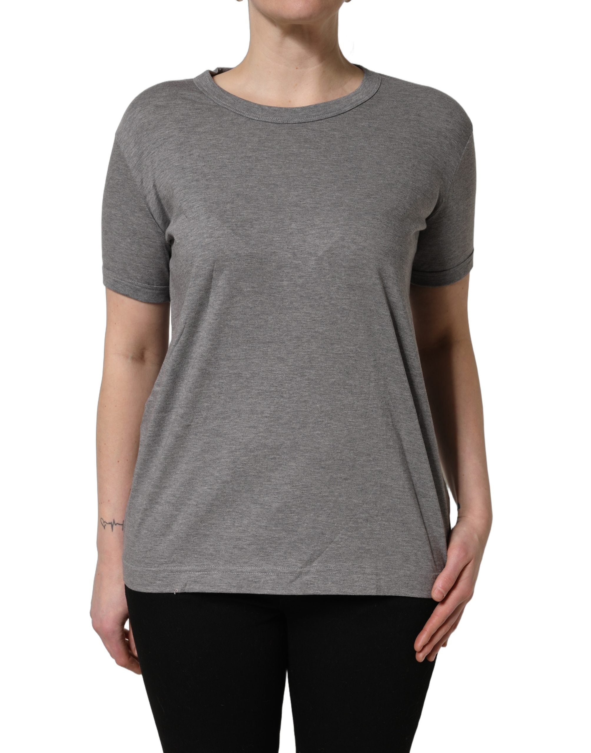 Dolce & Gabbana Grey Cotton Short Sleeves Crew Neck T-shirt Dolce & Gabbana