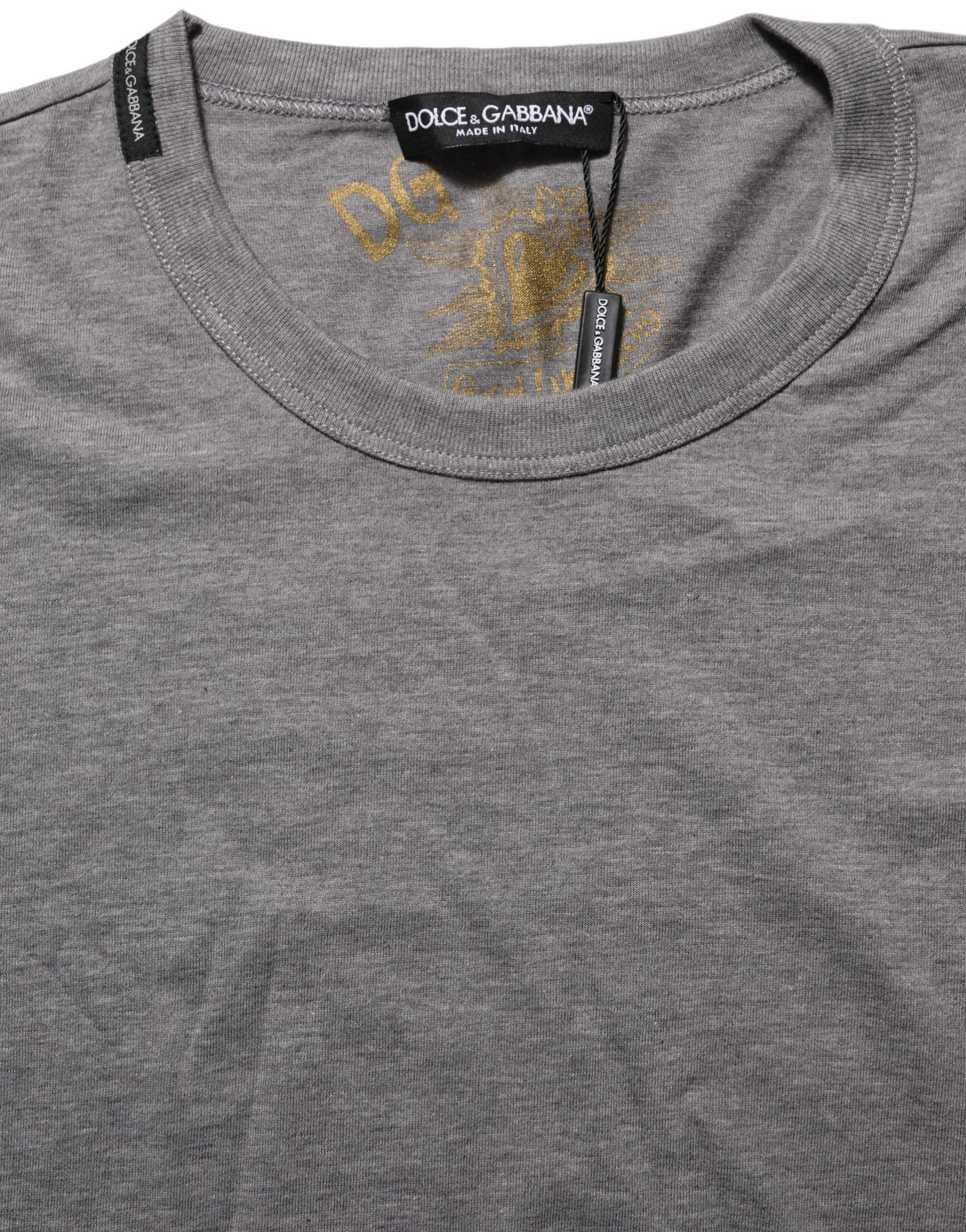Dolce & Gabbana Grey Cotton Short Sleeves Crew Neck T-shirt Dolce & Gabbana