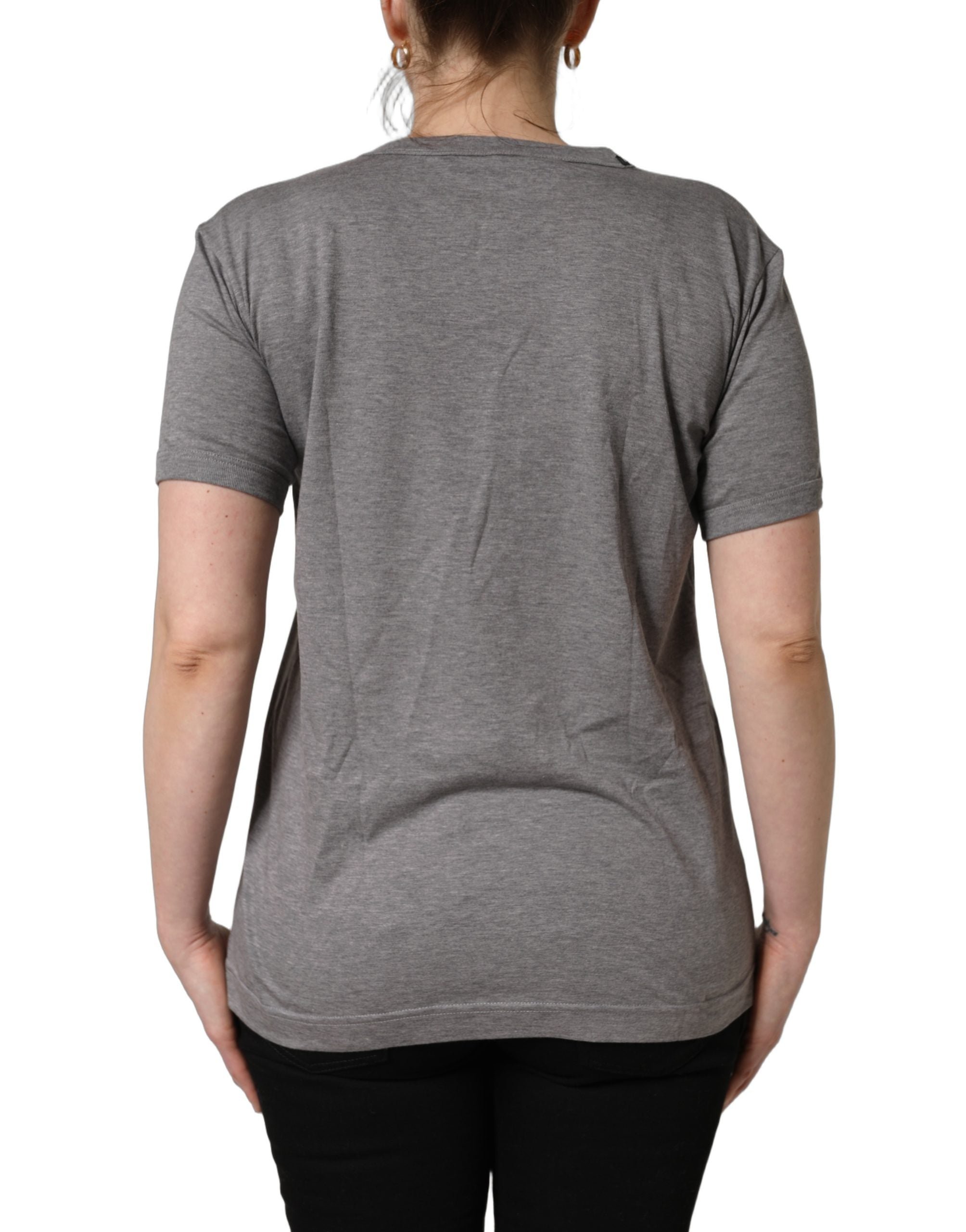 Dolce & Gabbana Grey Cotton Short Sleeves Crew Neck T-shirt Dolce & Gabbana