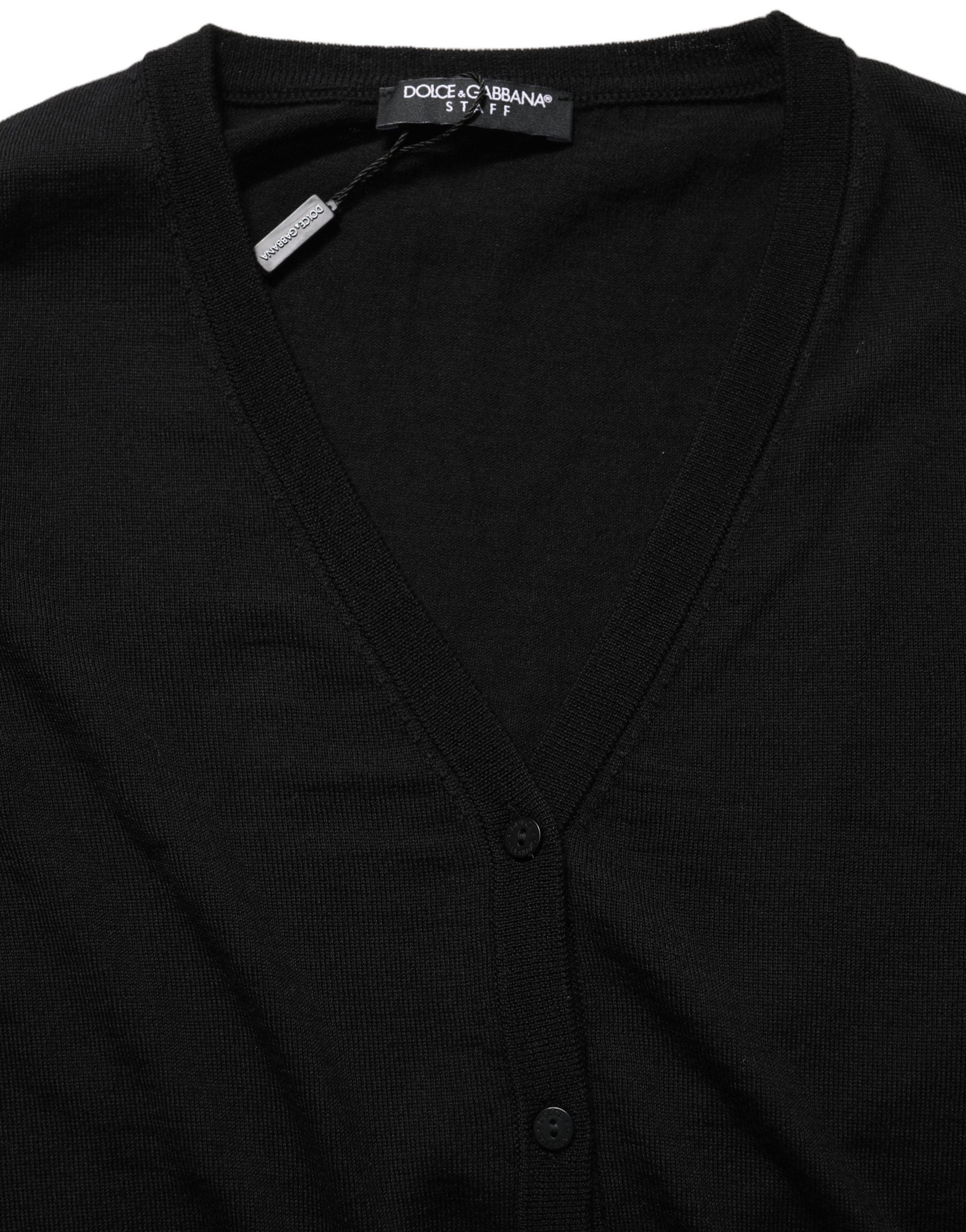 Dolce & Gabbana Black Wool Knit Button Cardigan Sweater Dolce & Gabbana