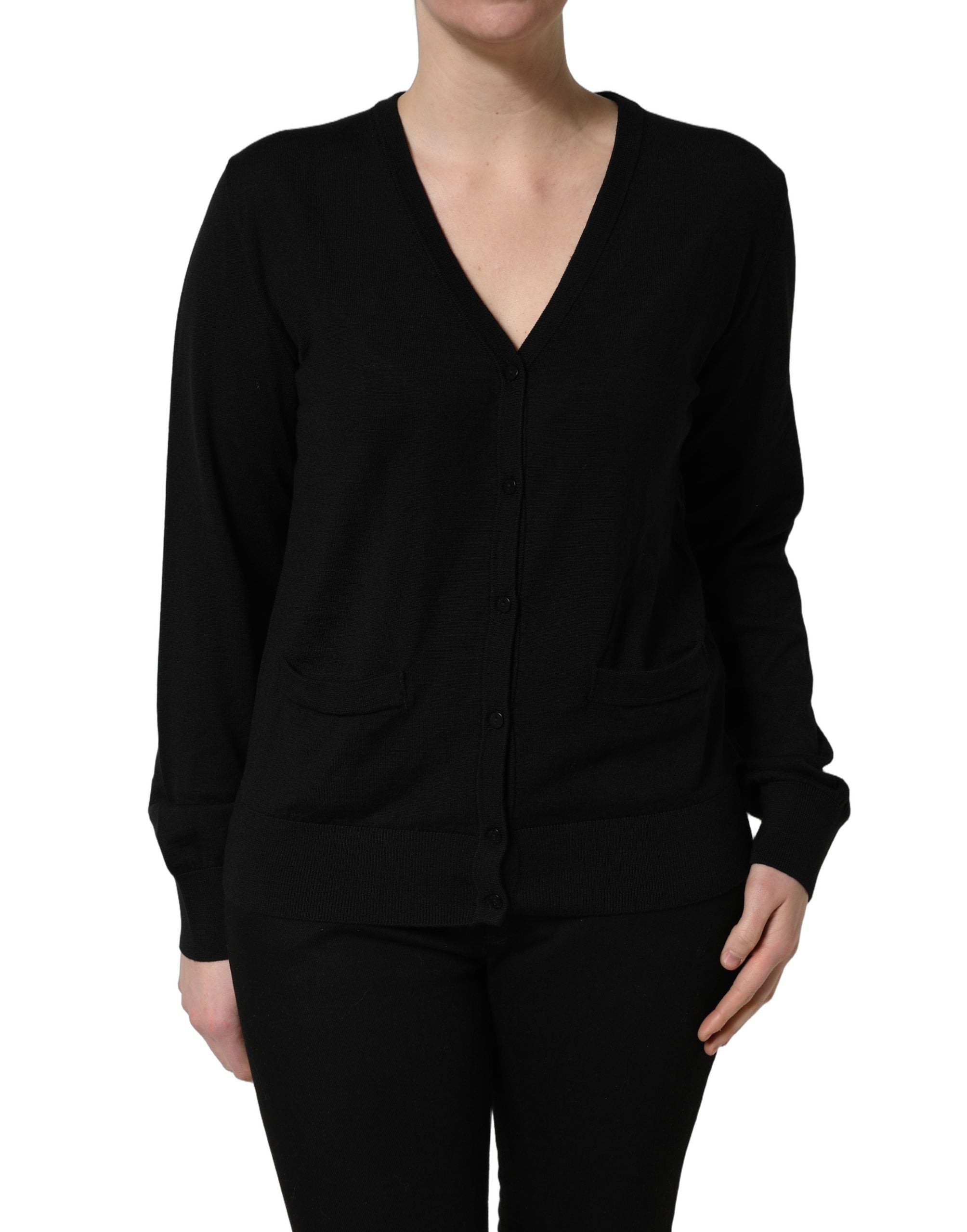Dolce & Gabbana Black Wool Knit Button Cardigan Sweater Dolce & Gabbana