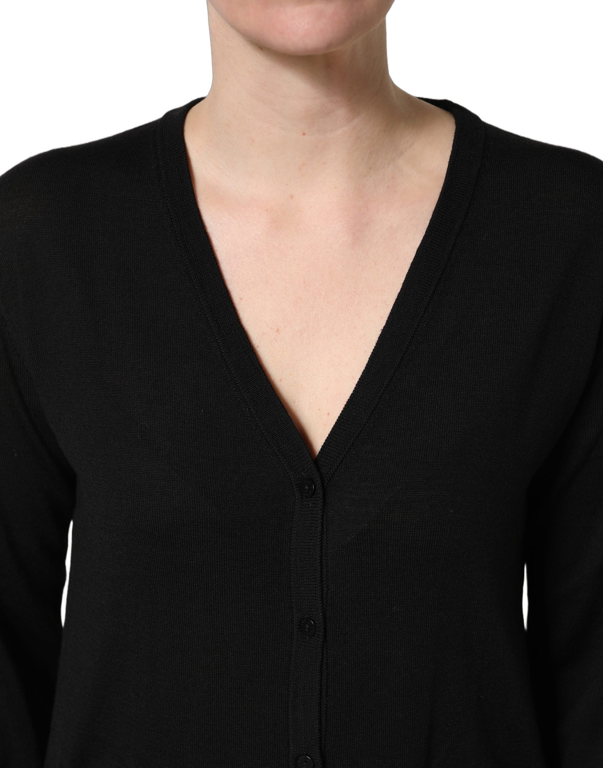 Dolce & Gabbana Black Wool Knit Button Cardigan Sweater Dolce & Gabbana