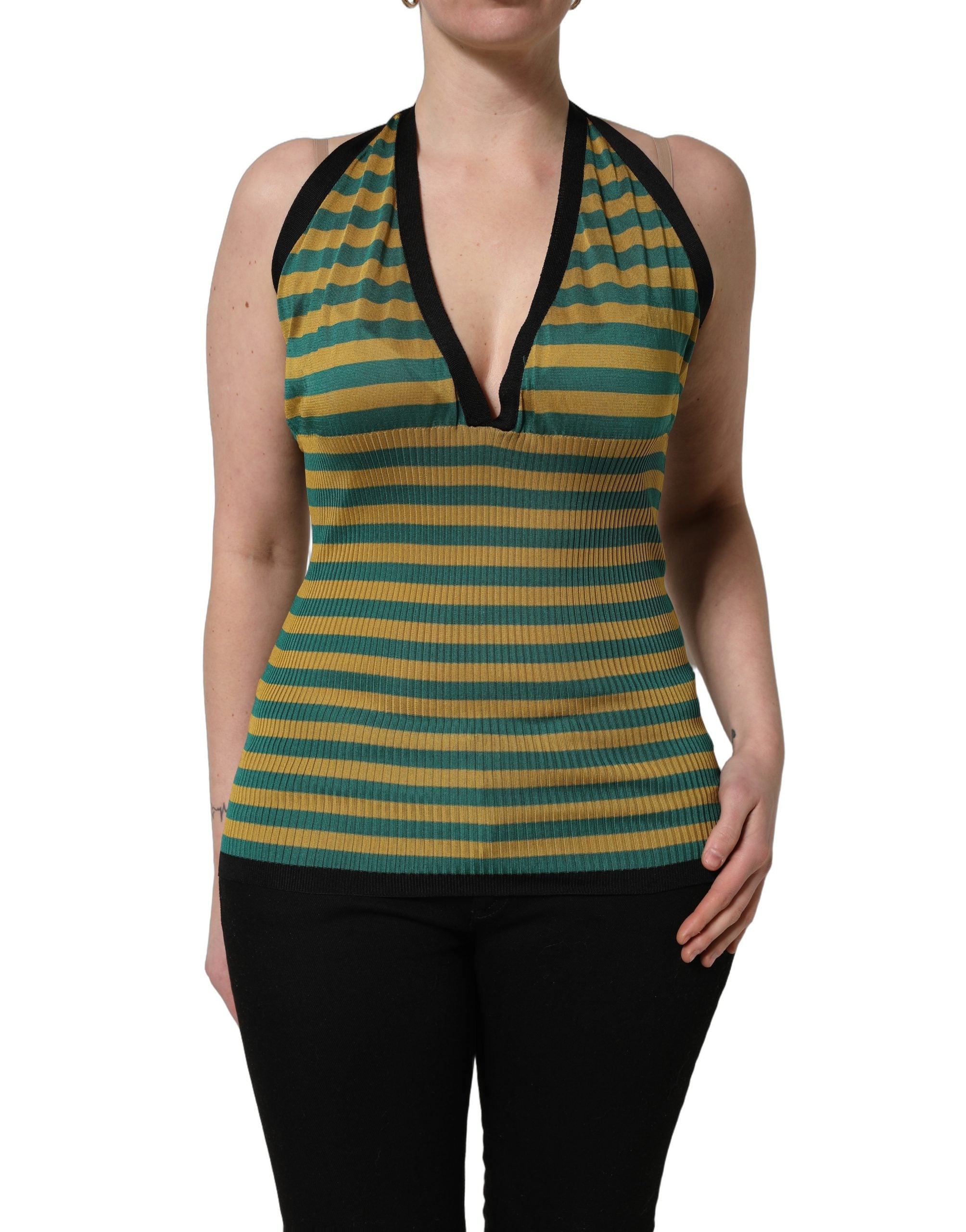 Dolce & Gabbana Multicolor Stripes Wool Knit Halter Tank Top Dolce & Gabbana