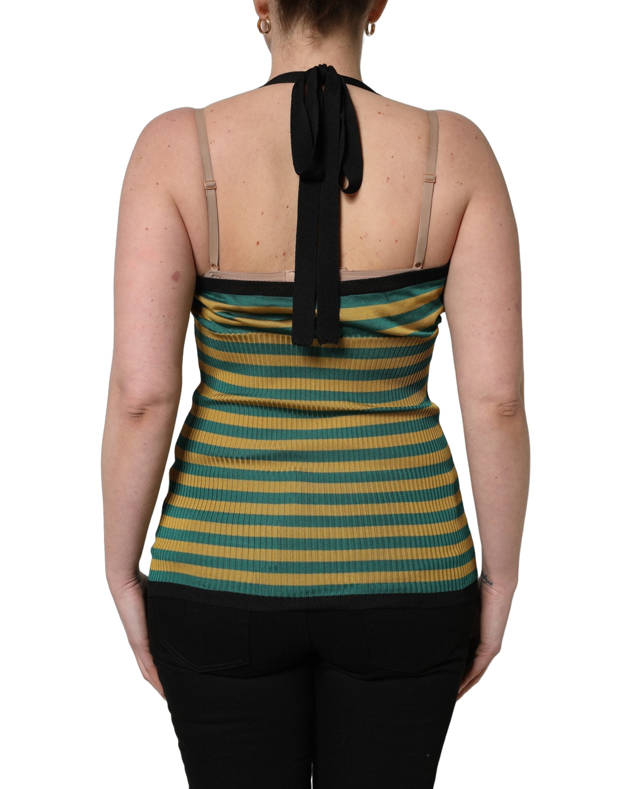 Dolce & Gabbana Multicolor Stripes Wool Knit Halter Tank Top Dolce & Gabbana