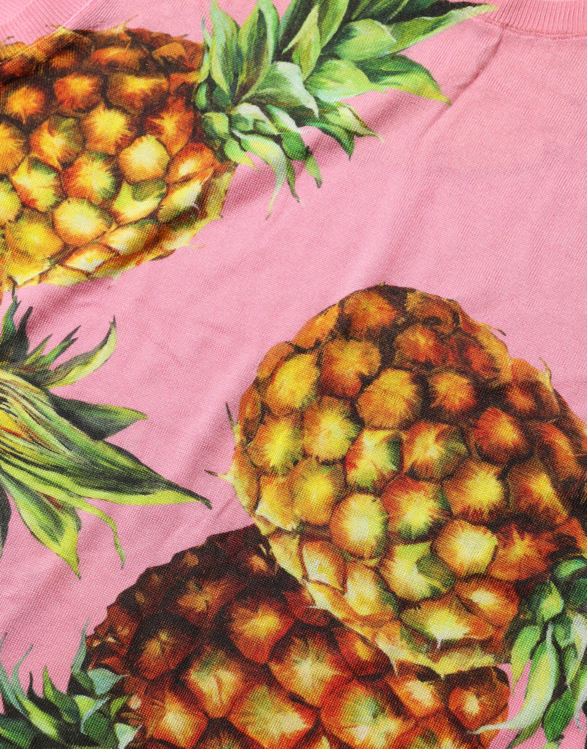 Dolce & Gabbana Pink Pineapple Roundneck Sleeveless Tank Top Dolce & Gabbana