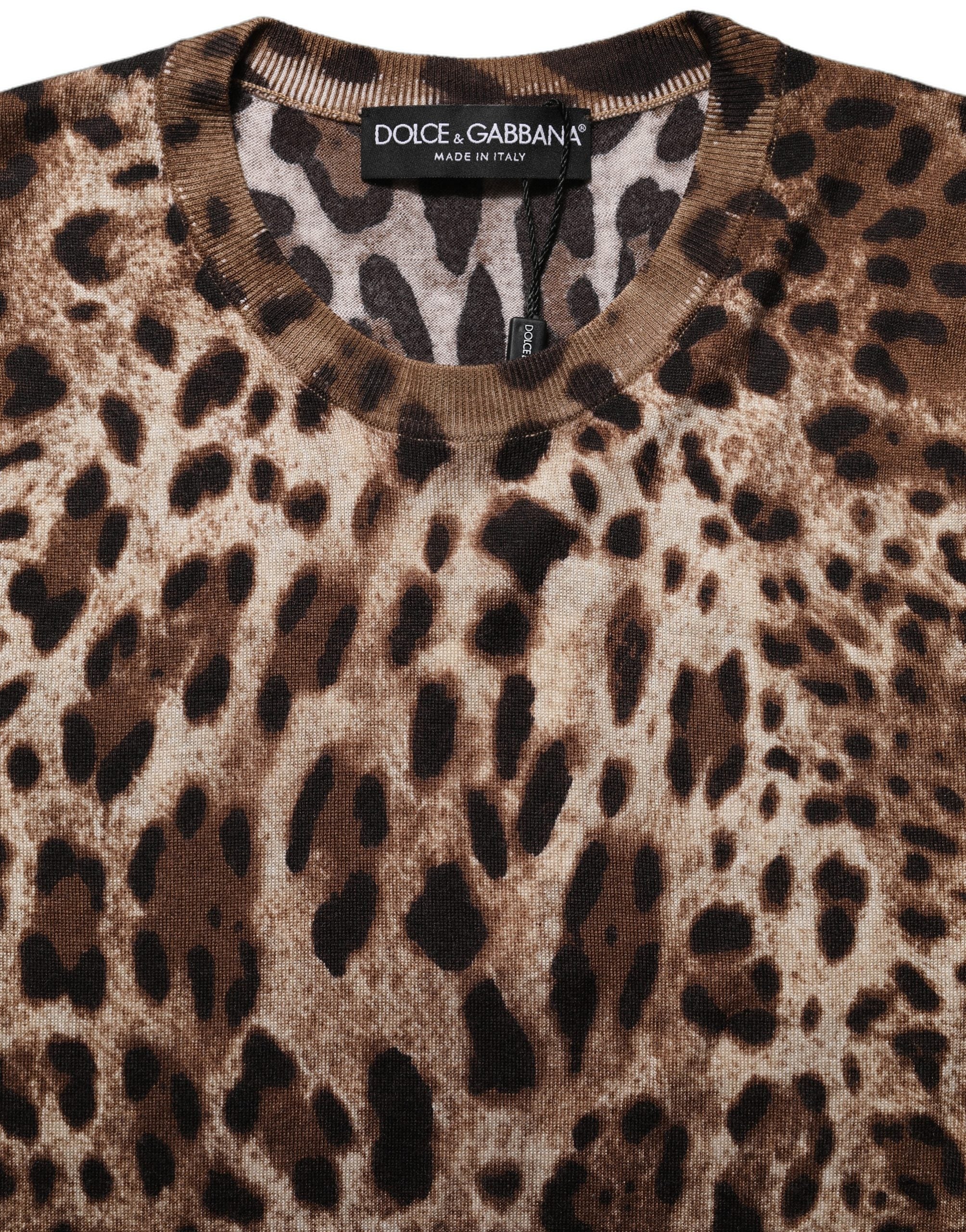Dolce & Gabbana Brown Leopard Crew Neck Sleeveless Tank Top Dolce & Gabbana