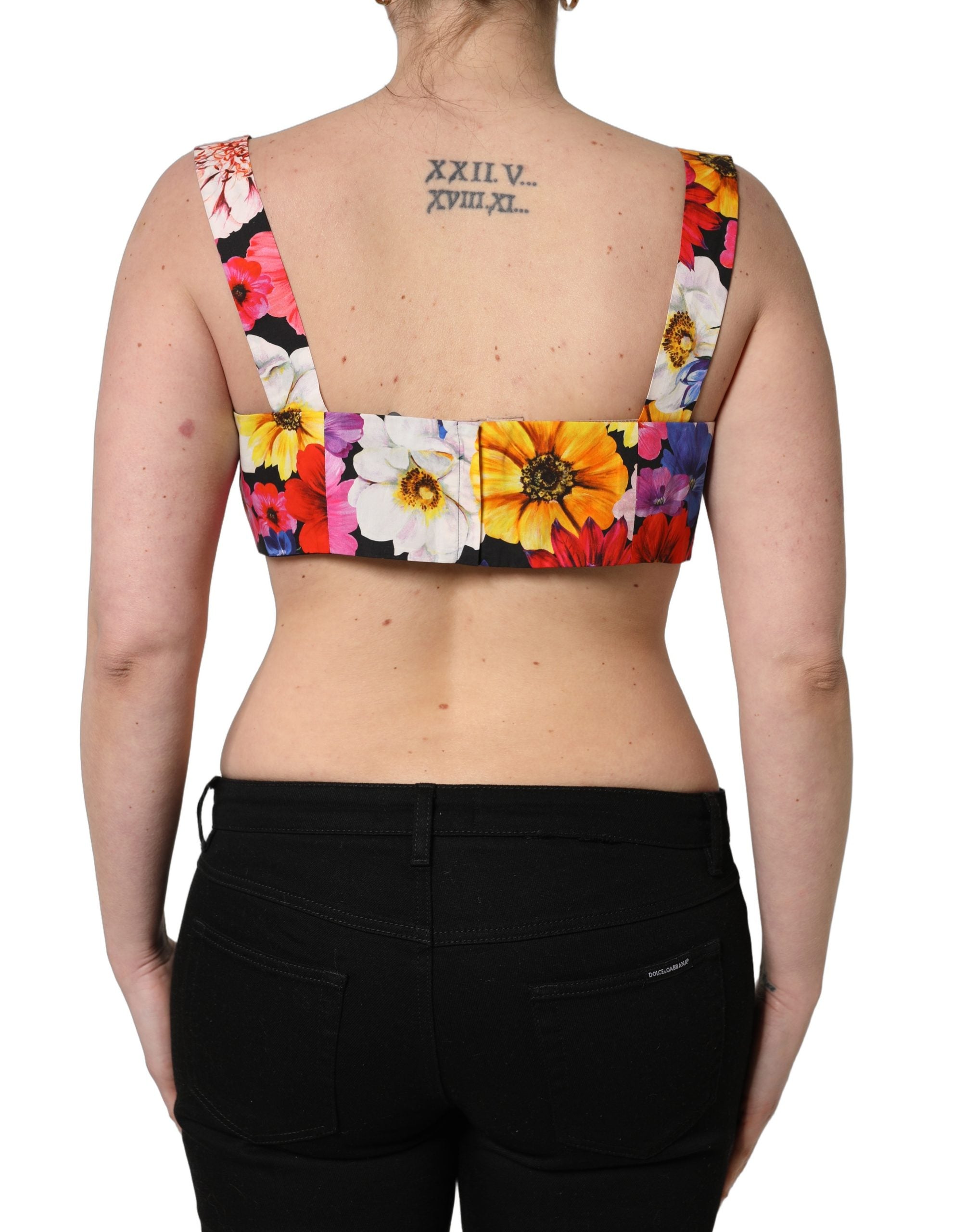 Dolce & Gabbana Multicolor Floral Cropped Bustier Tank Top Dolce & Gabbana