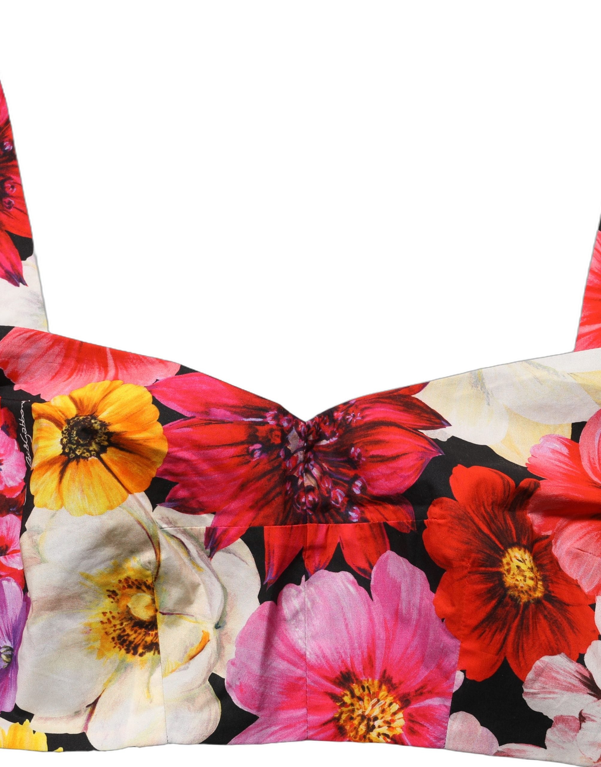 Dolce & Gabbana Multicolor Floral Cropped Bustier Tank Top Dolce & Gabbana
