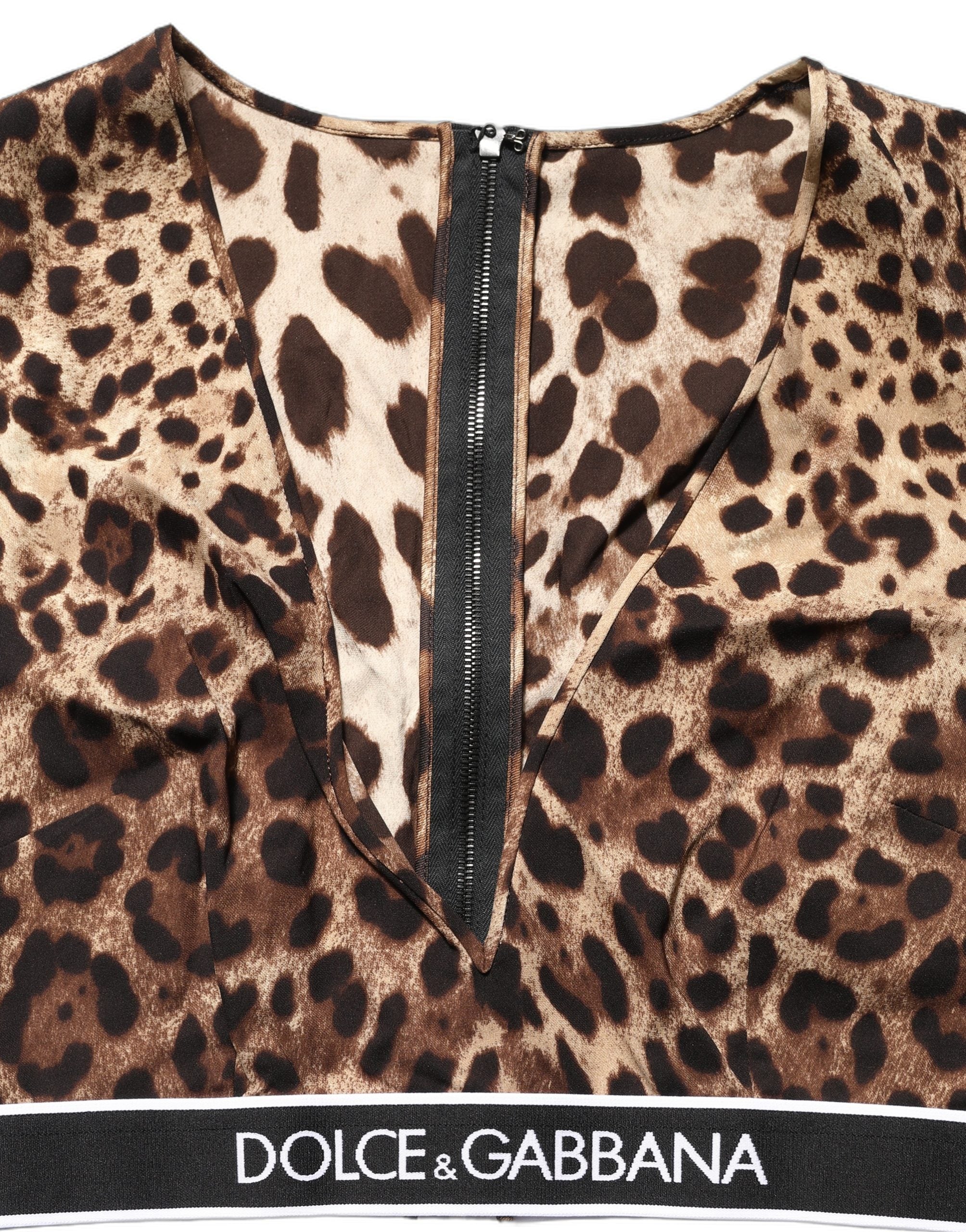 Dolce & Gabbana Brown Leopard Print Cropped Silk Tank Top Dolce & Gabbana