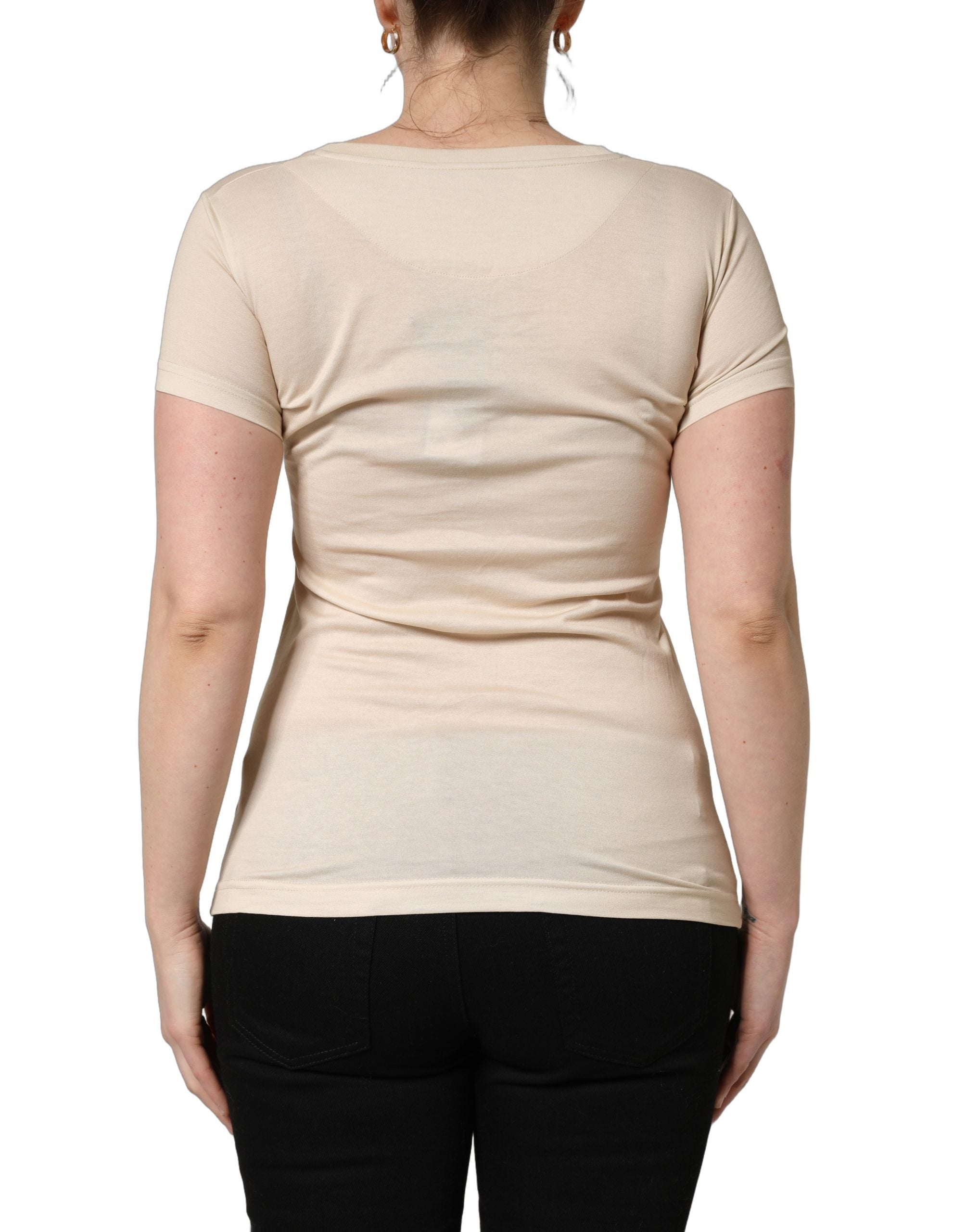 Dolce & Gabbana Beige Jungle Print Cotton Round Neck T-Shirt Dolce & Gabbana