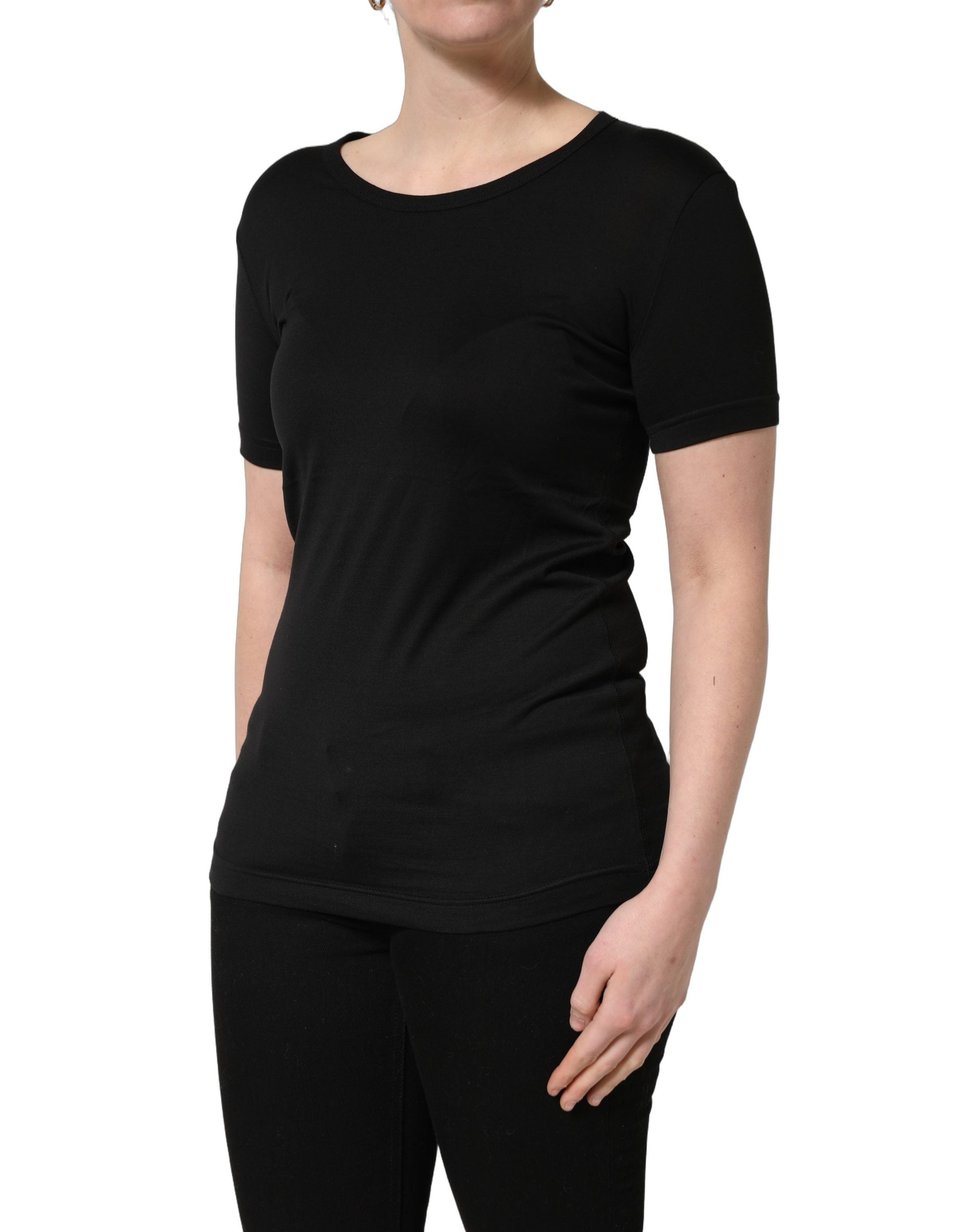 Dolce & Gabbana Black Cotton Round Neck Short Sleeves T-Shirt Dolce & Gabbana
