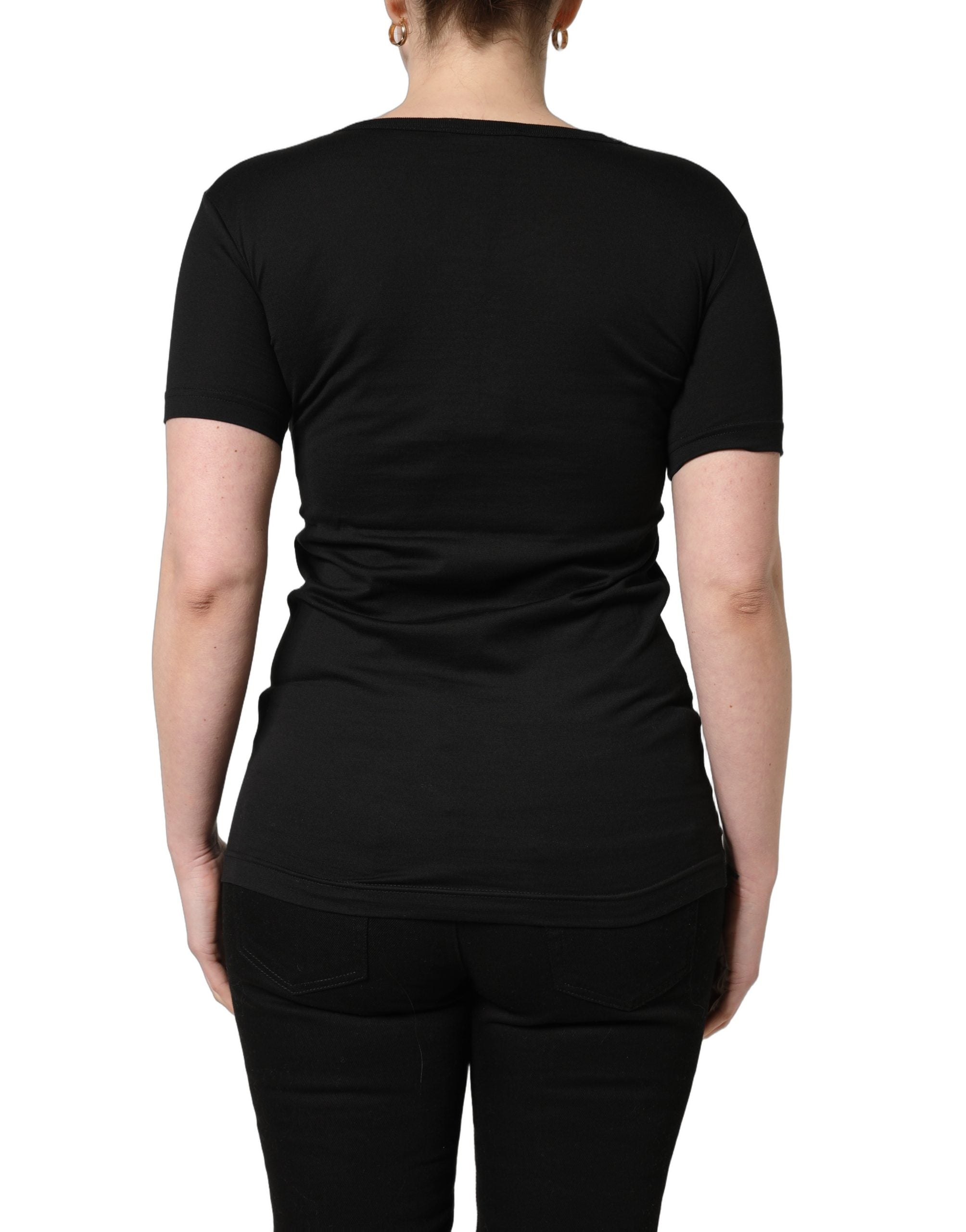 Dolce & Gabbana Black Cotton Round Neck Short Sleeves T-Shirt Dolce & Gabbana
